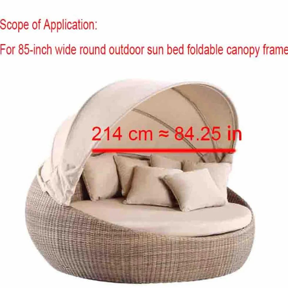 Toile Pare-Soleil De Remplacement 214 Cm – Auvent pour Lit De Jardin Rond, Étanche, Beige