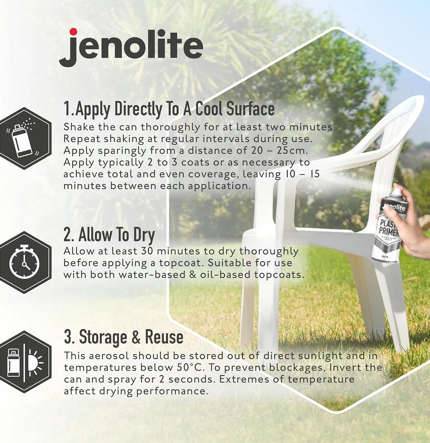 JENOLITE Plastic Primer Aerosol 400 ml Gris Apprêt plastique durable