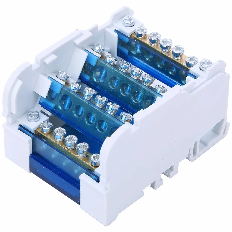 Dioche Répartiteur Tétrapolaire 125A 4 IN 24 OUT Boîte de Distribution Rail Din avec Couvercle Transparent