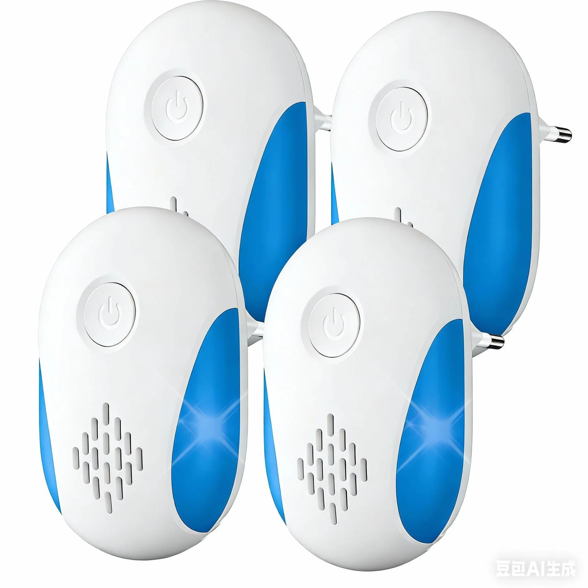 Répulsif Ultrason Souris et Rats 4 Pack, Puissant Ultrasonique Contre Les Nuisibles for Anti Mouse Rats Rongeurs Araignée and Other Pests Efectively（Bleu）