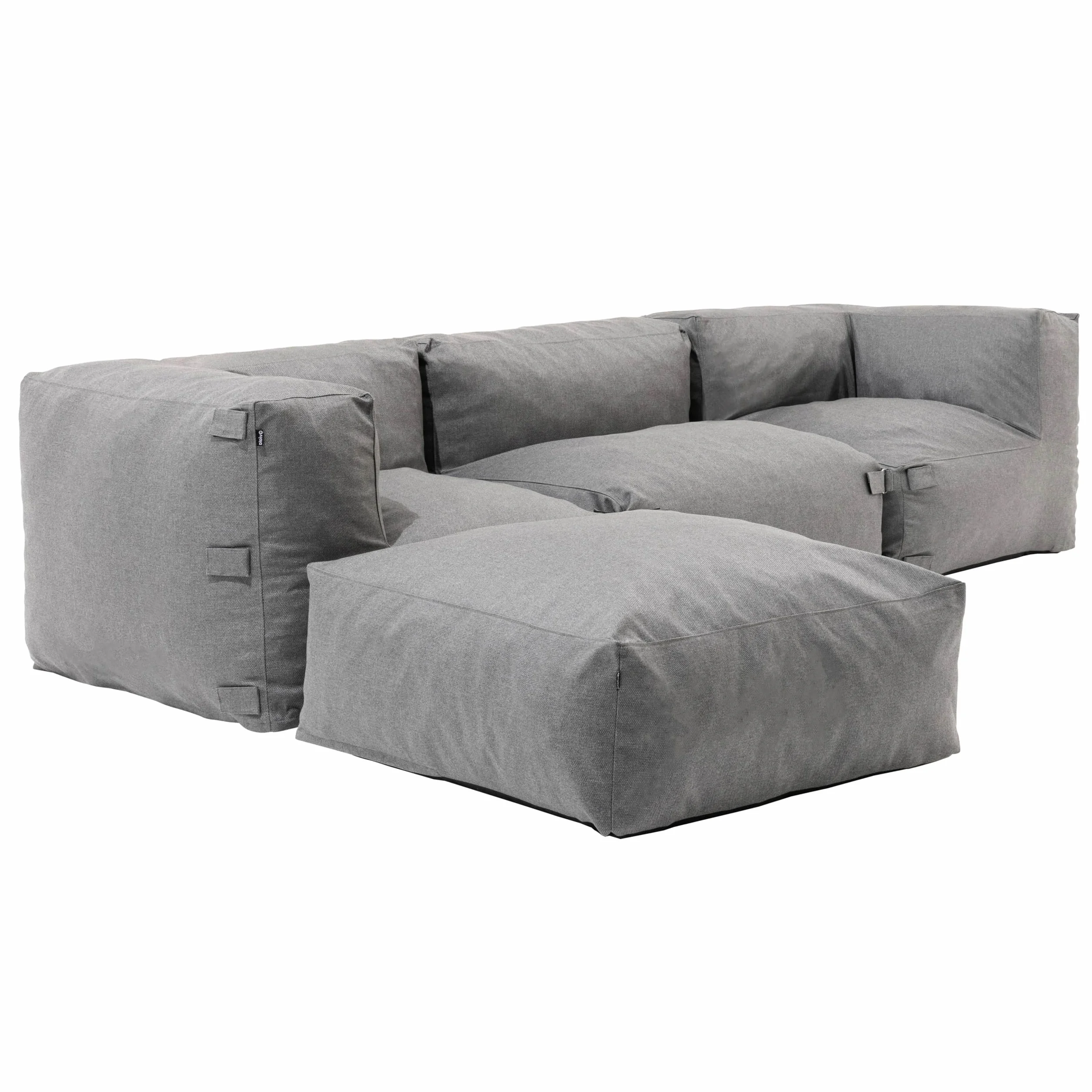 Oviala Canapé d'angle de Jardin modulable 4 Places Gris - Mixi