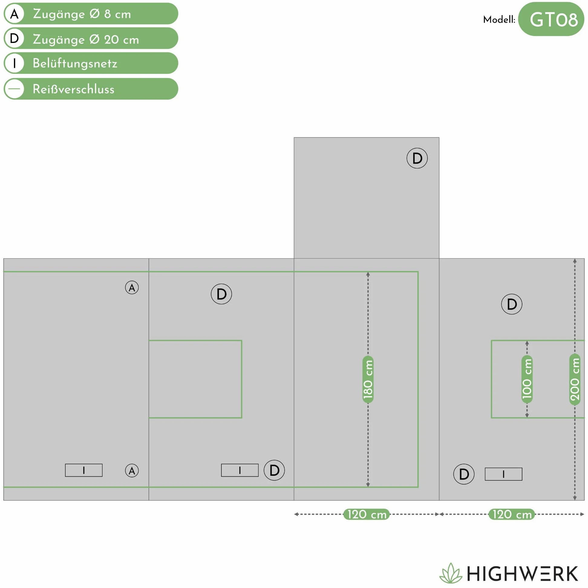 Tente de Culture 120 x 120 x 200 cm | Culture Maison « MyHomeGrow », Grise | Tente de Culture d'intérieur pour la Culture de Plantes | Boîte de Culture, Armoire de Culture