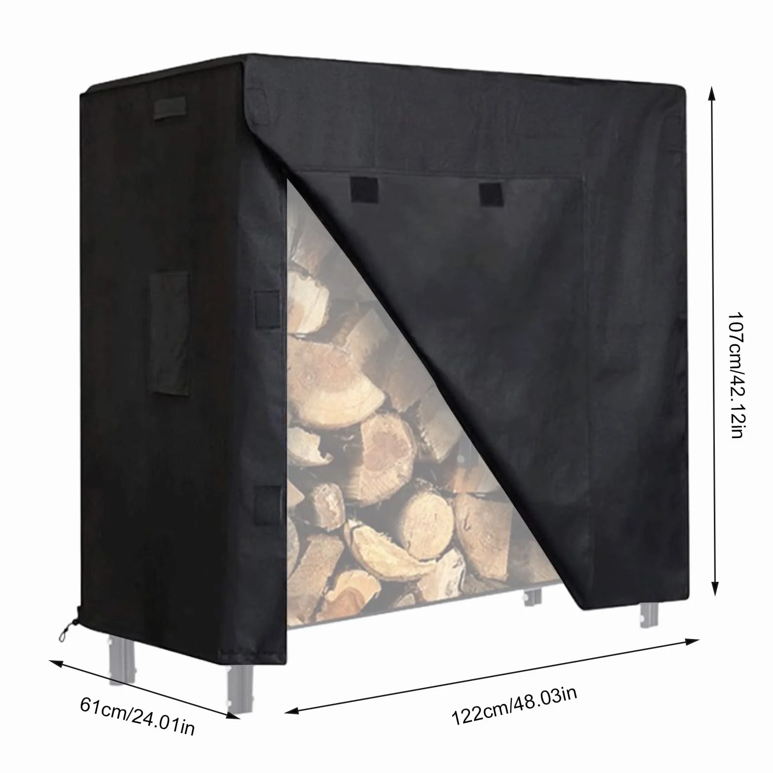 Support à bûches de bois de chauffage avec couvercle imperméable – Capacités imperméables, housse de support à bois de chauffage en tissu Oxford, couvertures robustes pour supports à bûches | Housses