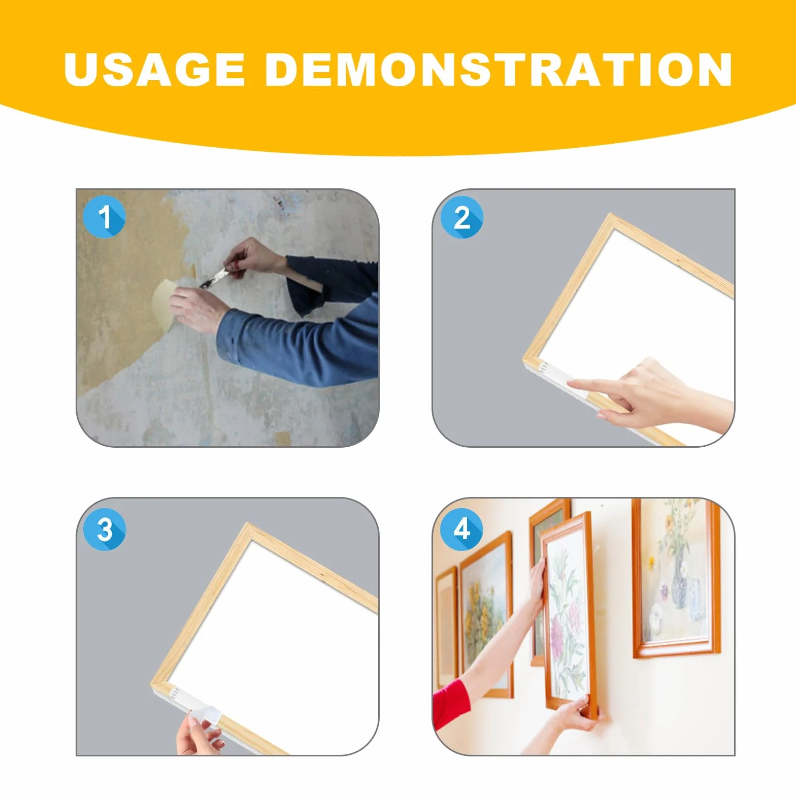 24pcs Picture Hanging Strips Refill Adhesive Strips for Medium Wall Hooks