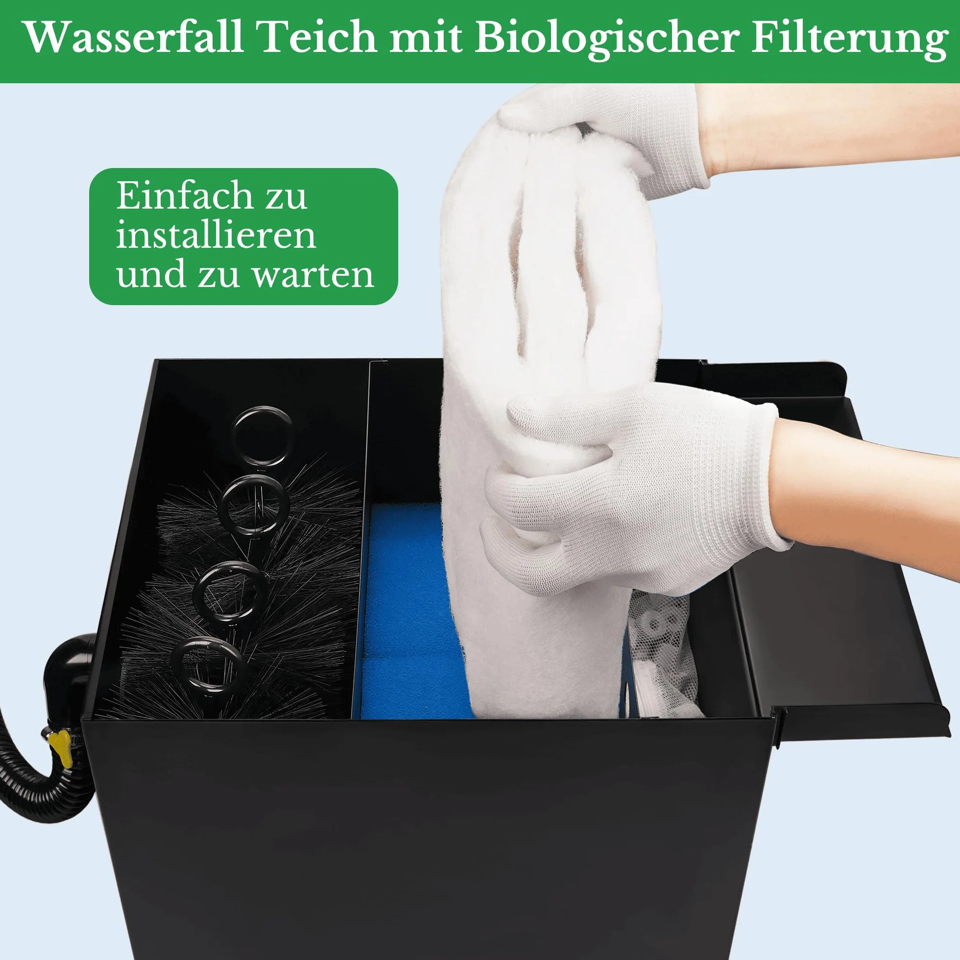 Biling Cascade Pond Kit avec Filtre, Acier Inoxydable, Pompe 80 W, 4500 l/h