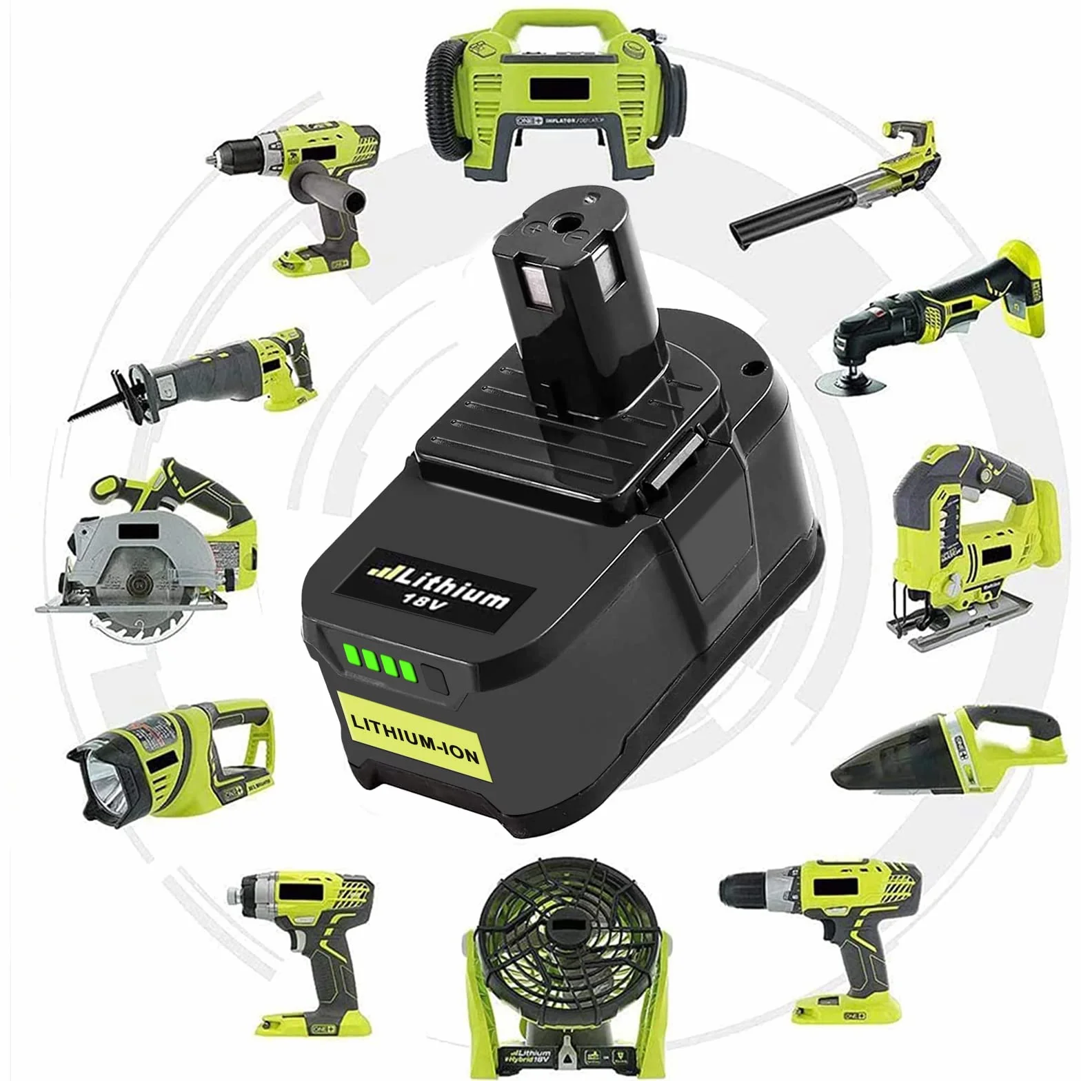 Batteries de Rechange Ryobi 18V 5000mAh B18L25 RB18L13 RB18L50 RB18L40 avec Indicateur LED