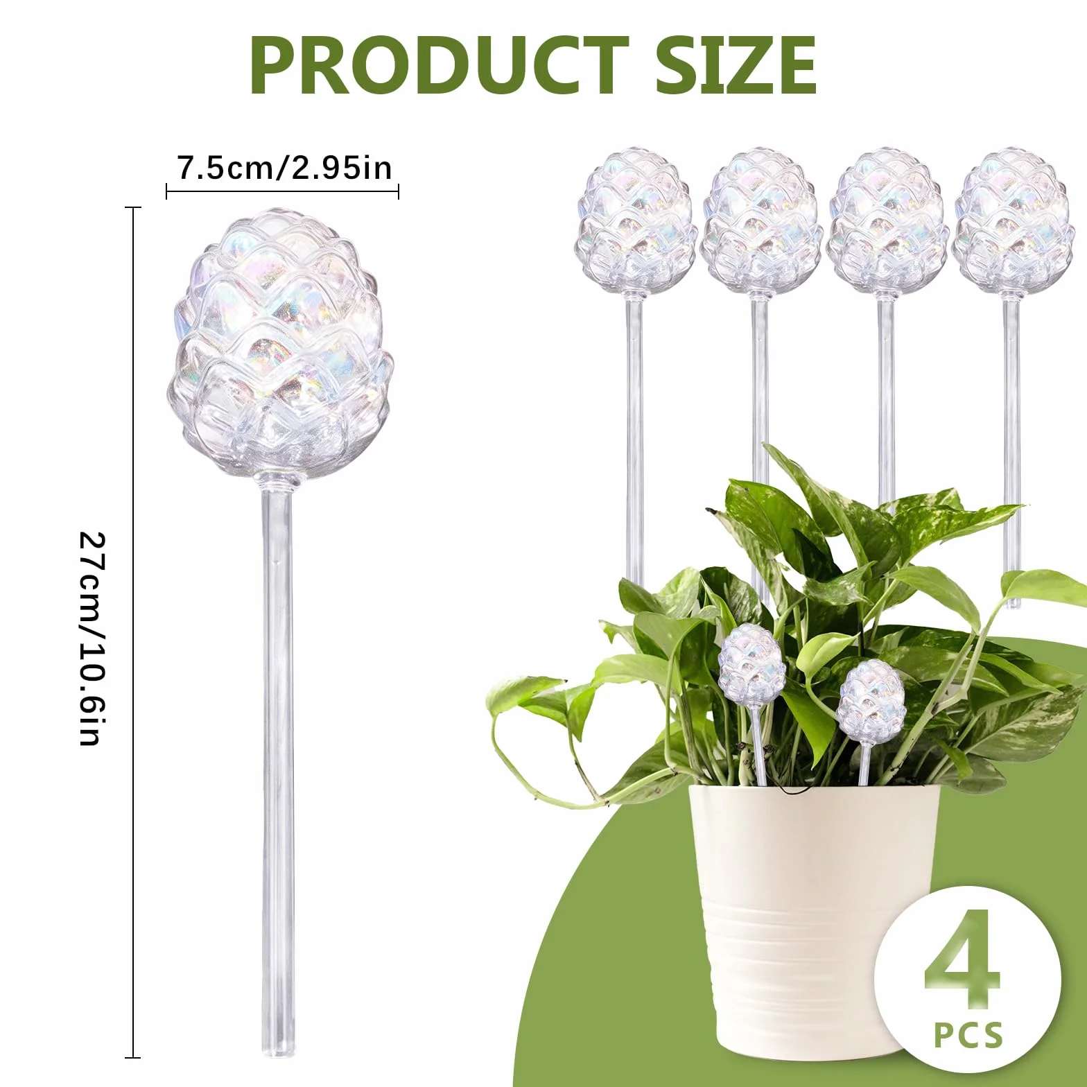 RoseFlower Globes d'arrosage en Verre, Plantes interieu dégradé Arc-en-Ciel à arrosage, système d'arrosage Automatique pour Plantes d'intérieur et d'extérieur, arrosage Plante Interieur