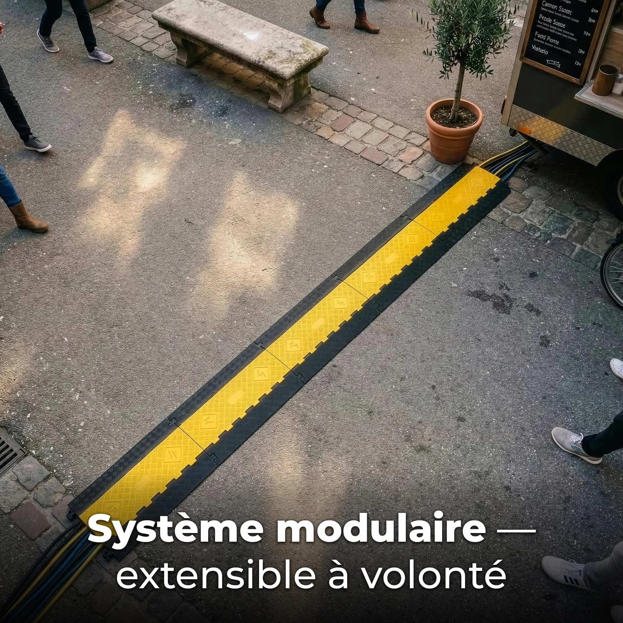 Rampe Passe-Câbles Résistante 7,5 t Protection Extérieur Étanche Caoutchouc Dur Rabattable Arko