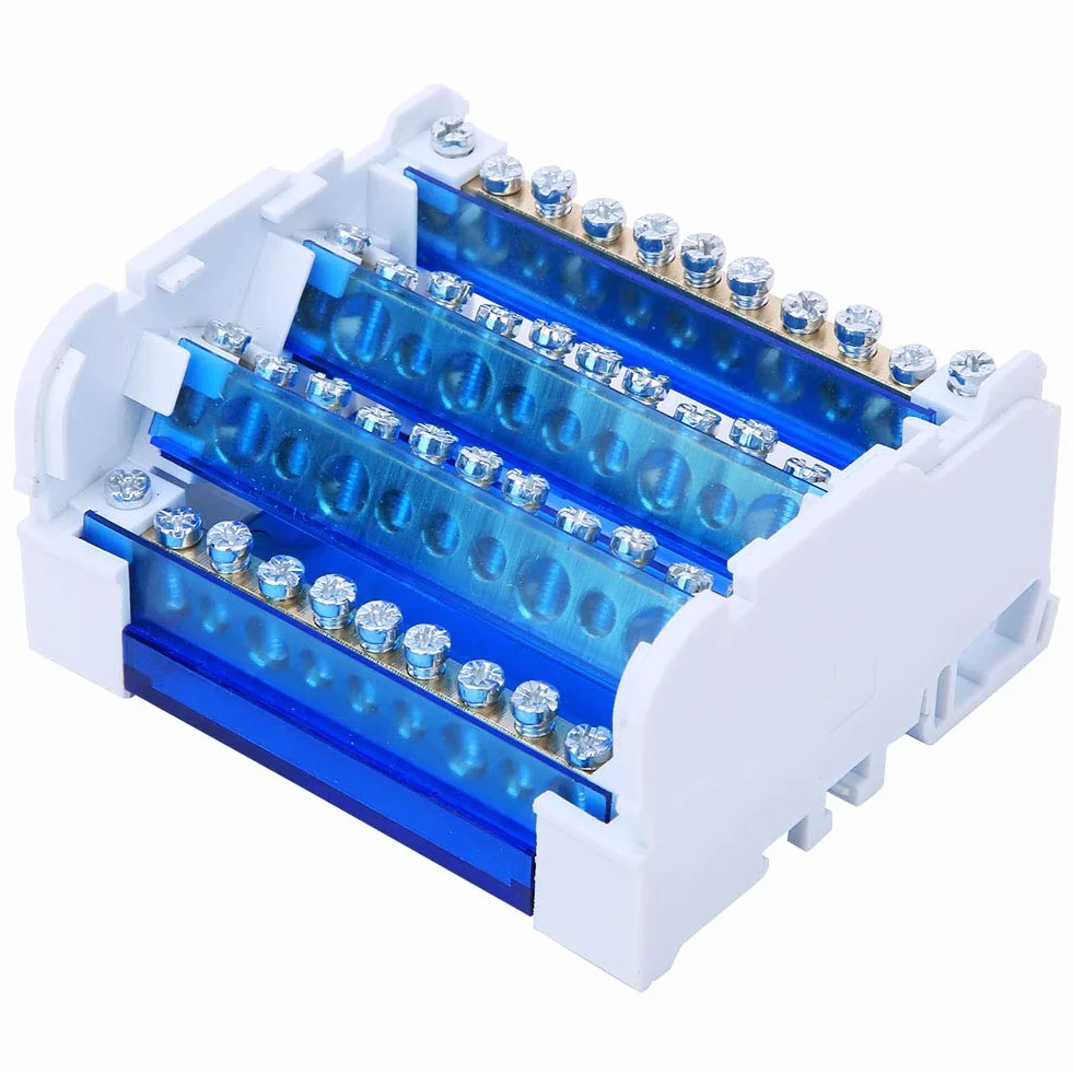 Répartiteur Tétrapolaire Din Rail 4 Niveaux Monophasé Boîte de Distribution 411 Terminal Block