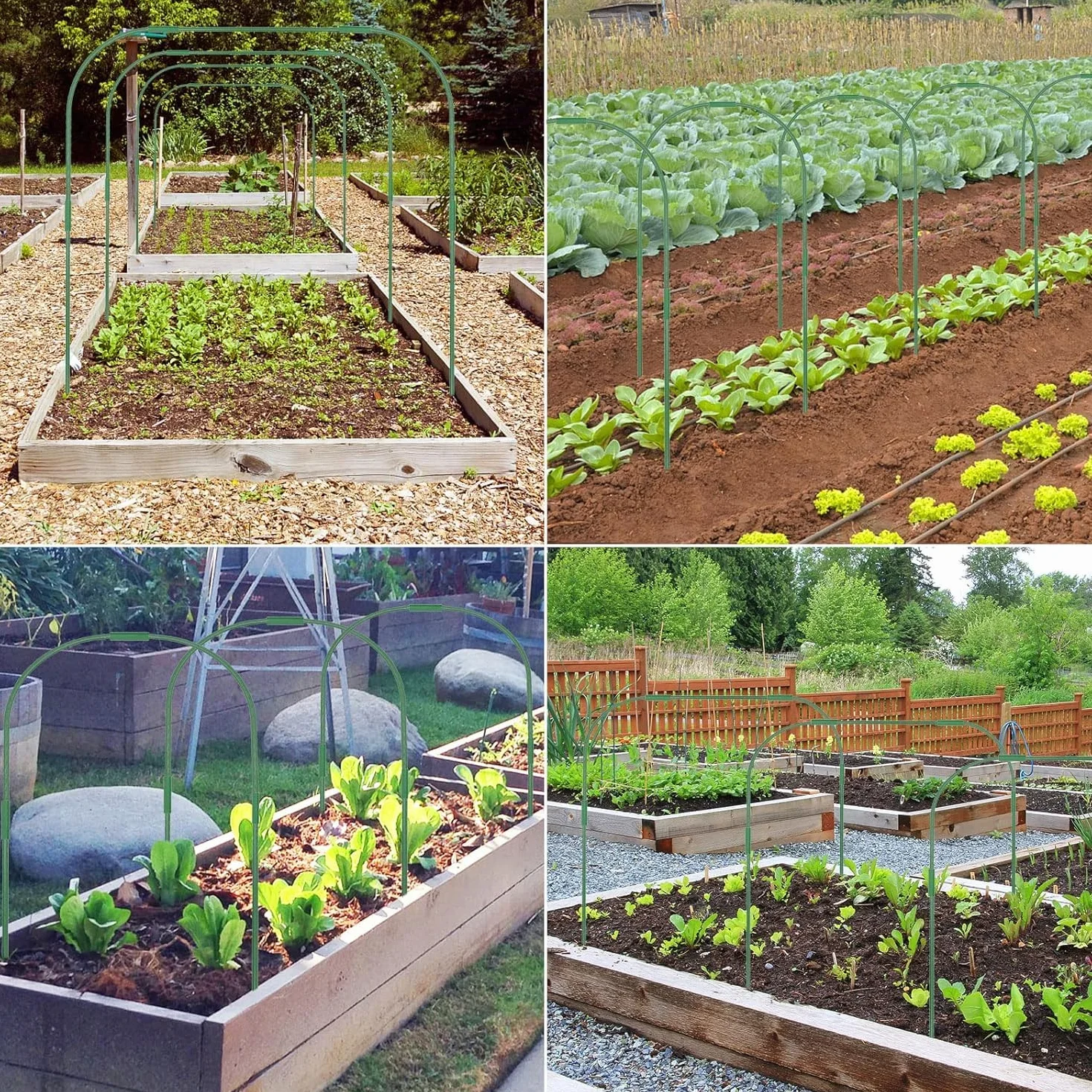 LATERN 6 Pièces 80CM x 60CM Arceau pour Serre Tunnel, Réglable Jardin Plantes Culture Tunnel Cadre, 24 Tuyaux De Cerceau avec 18 Connexion Tubes, 18 Colliers - pour Film Plastique Filet Anti-Oiseaux