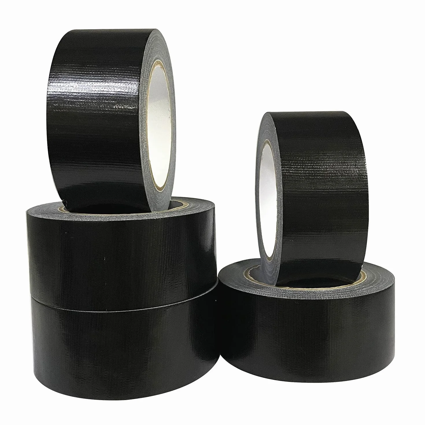 Lot de 5 rubans adhésifs en toile résistant noir 210 mic x 50 mm x 27,4 m, ruban adhésif américain de réparation d'étanchéité, heavy duty duct tape black