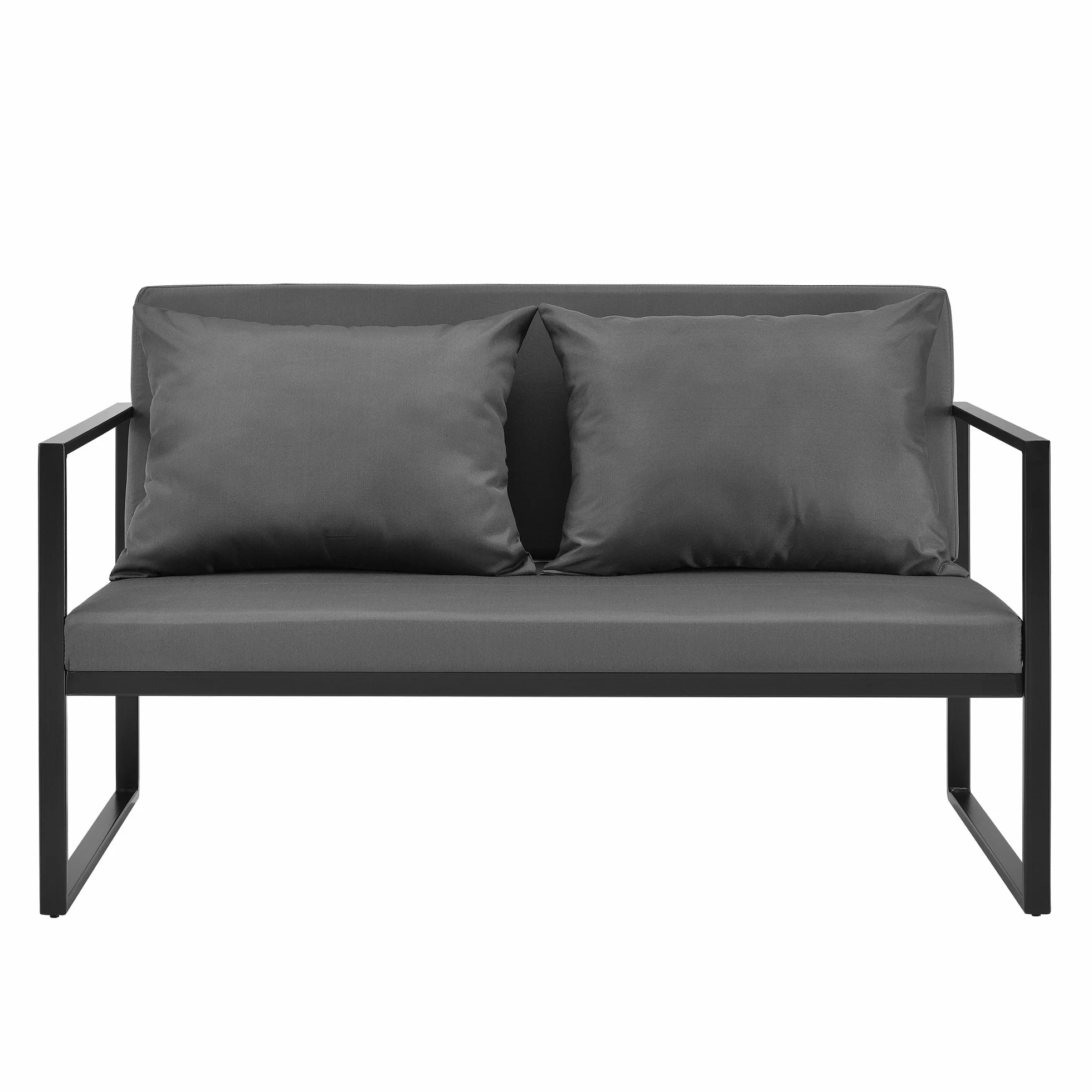 casa.pro Canapé Extérieur avec Coussins Armature Métal Polyester Noir 70 x 114 x 60 cm
