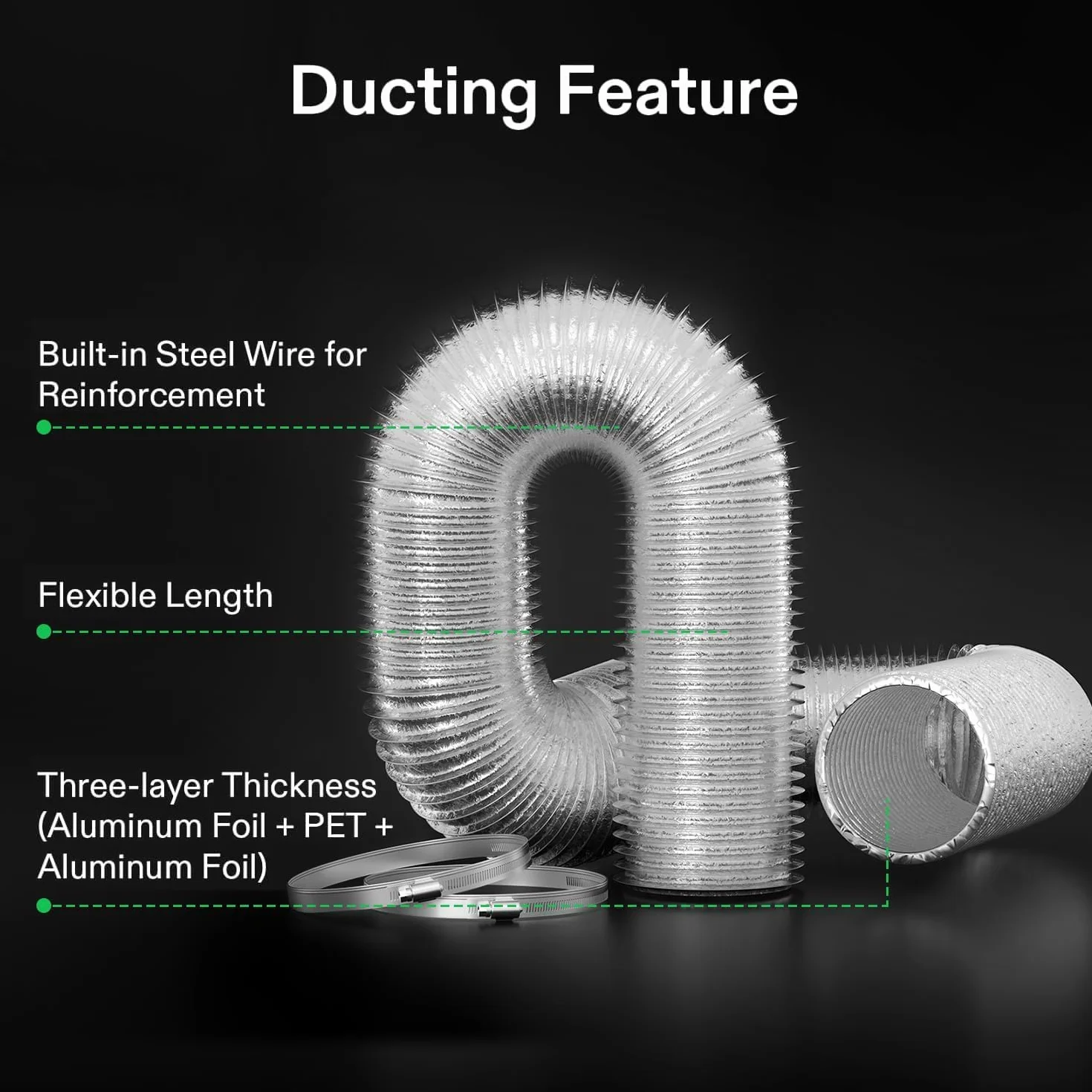 VIVOSUN Ventilateur en Ligne 200mm Extraction 1223m³/h Régulateur Vitesse Filtre à Charbon Conduit 760cm pour Tentes de Culture