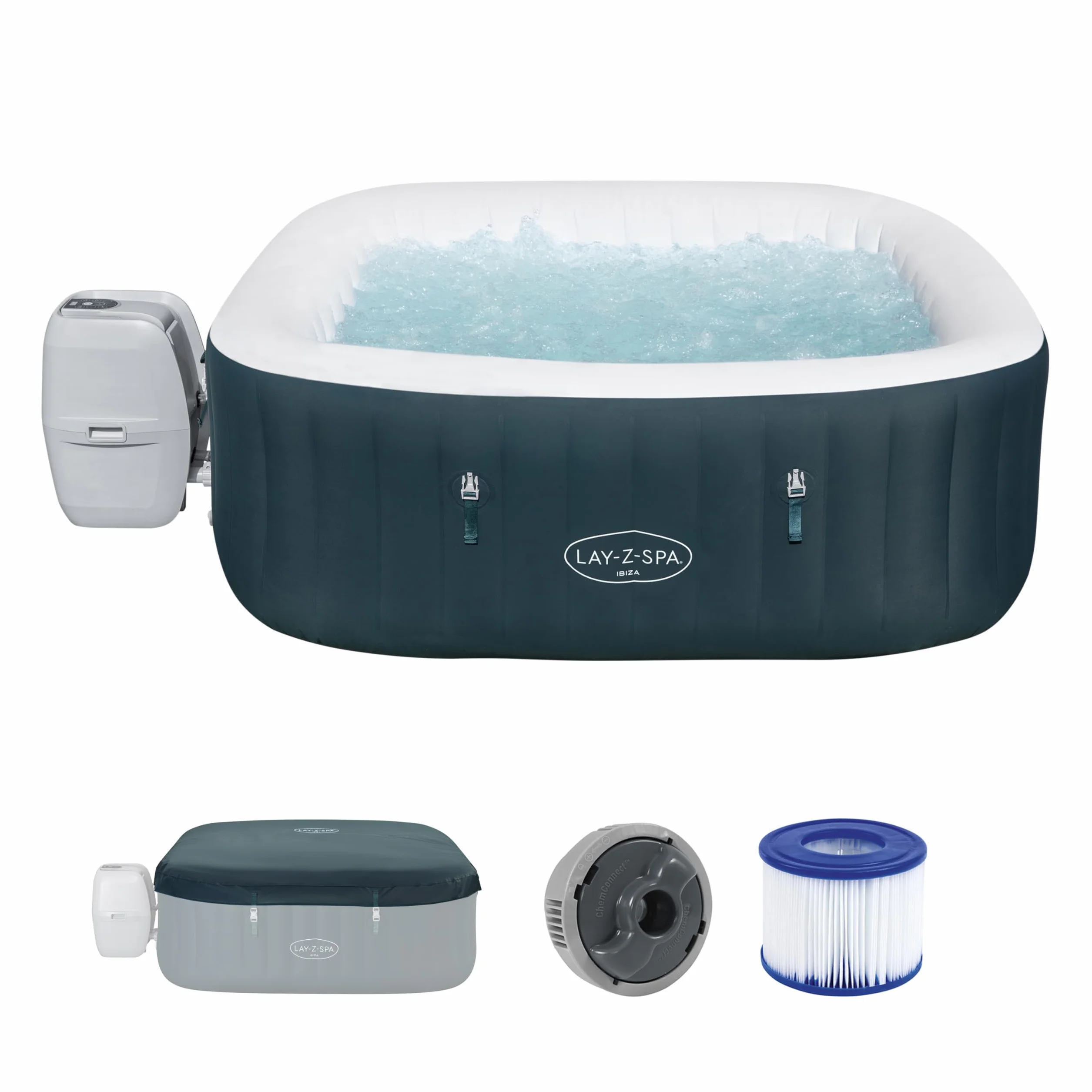Bestway Ibiza EnergySense AirJet 6 Carré Vert Foncé 1,80 m x 1,80 m x 66 cm