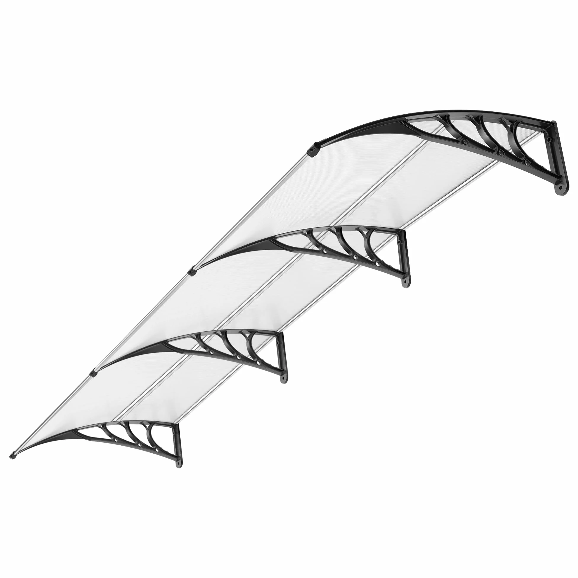 VIVOHOME Auvent de Porte et fenêtres 300x100cm Marquise de Porte Exterieur en Polycarbonate Transparent auvent en Arc pentu Protection Contre Pluie et UV pour Terrasse Balcon Patio