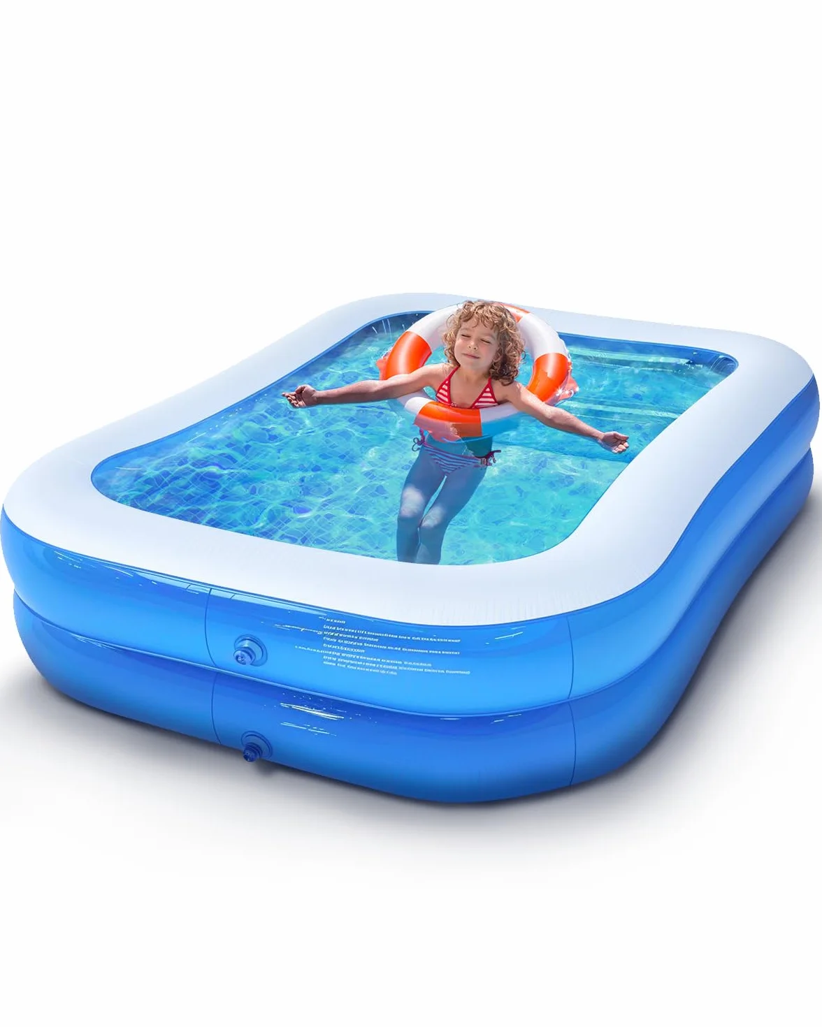 200 x 150 x 50 cm Piscine Gonflable Rectangulaire, PVC Épais Résistant, Double Couche Piscine Enfant Rectangulaire pour Enfants et Adultes, Grande Piscine Familiale pour Balcon ou Intérieur, Jardin