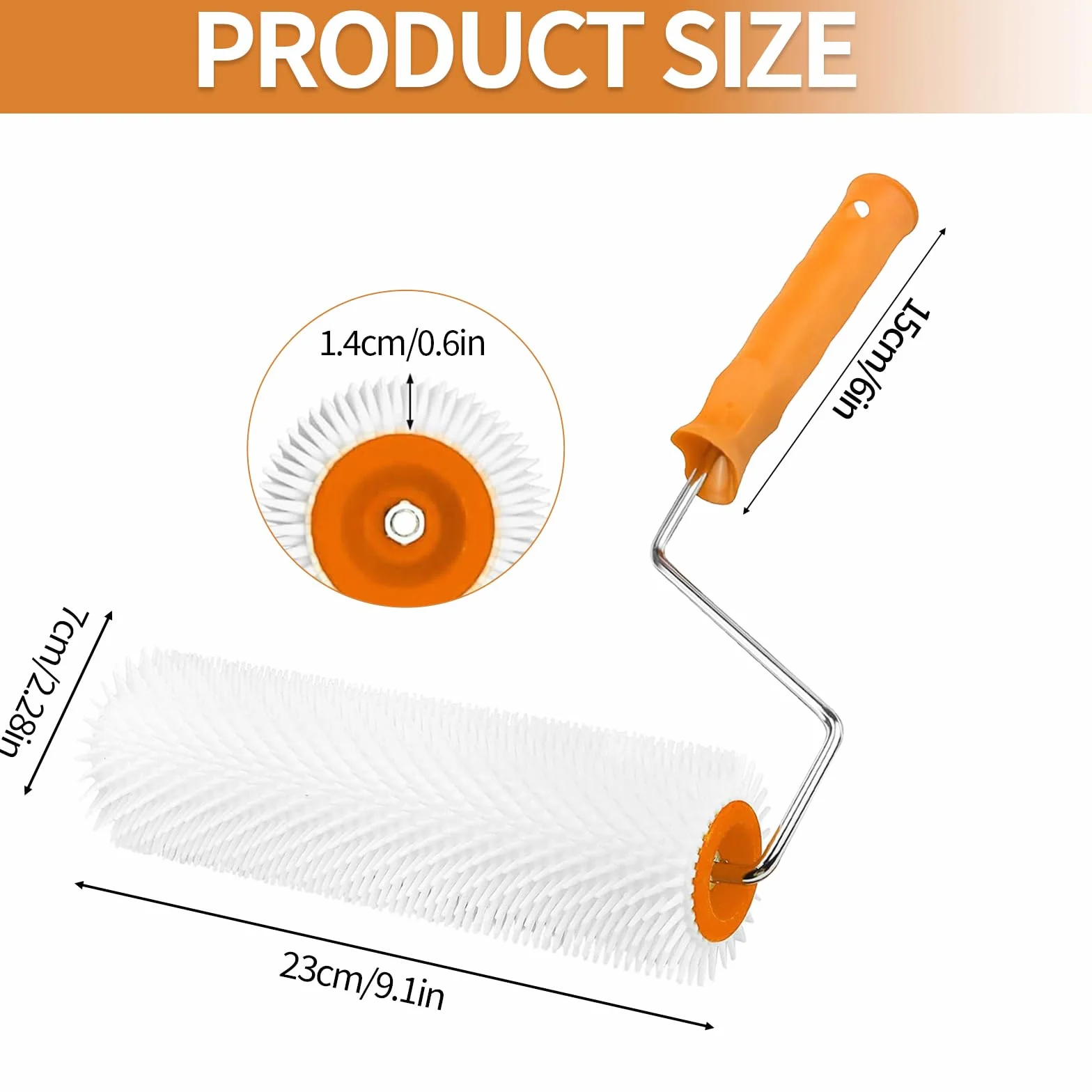 Rouleau à pointes de nivellement 23 cm tige 14 mm plastique aération sol