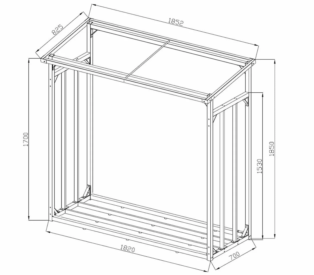 Étagère en métal pour Bois de cheminée Anthracite 185 x 70 x 185 cm 2,3 m3
