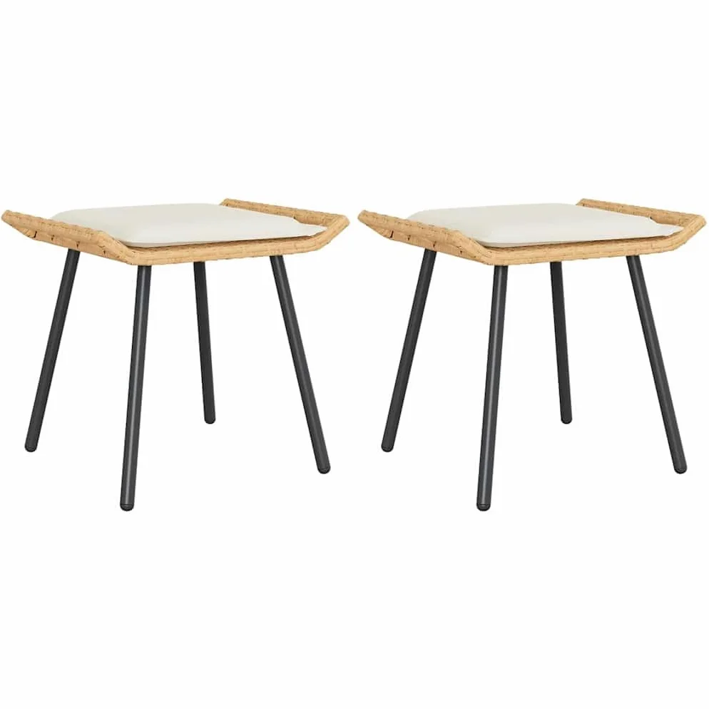 Tabourets de jardin 2 pcs Naturel 50x40x45 cm Rattan synthétique