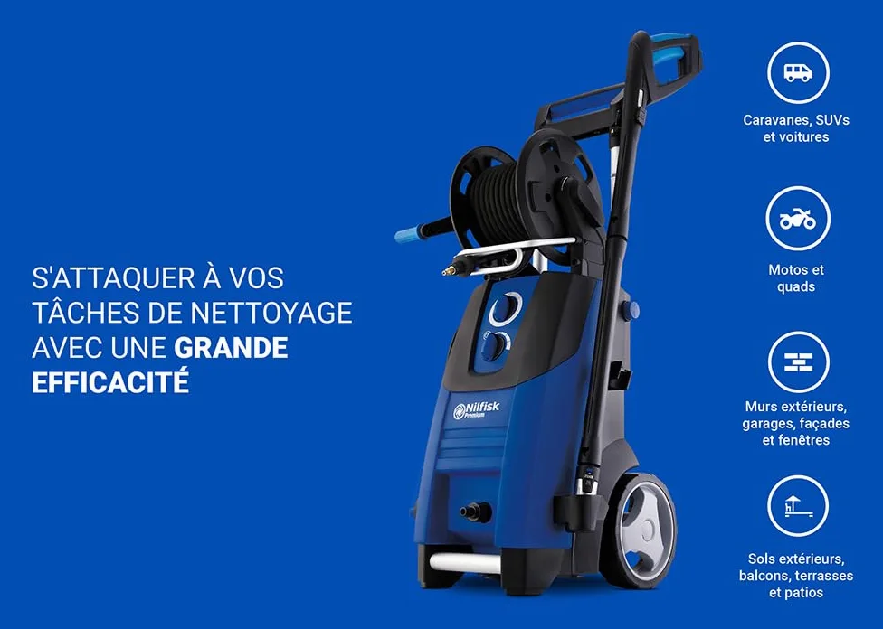 Nilfisk Nettoyeur Haute Pression Premium 180 Bars - Grande Performant pour Le Jardin, Terrasse et Voiture (2900 W) 128471147