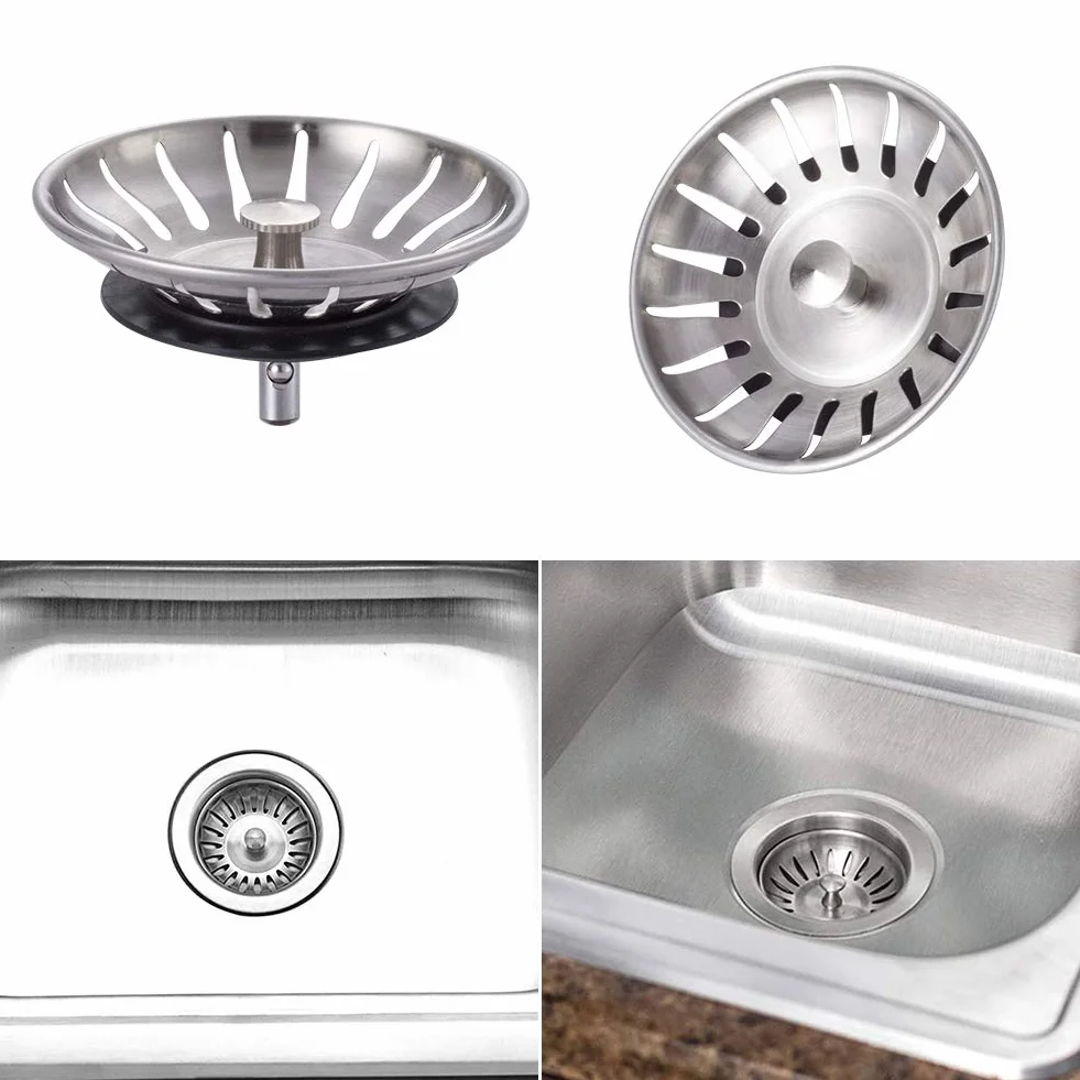 Ibergrif Bouchon Evier Cuisine Inox 78MM Filtre Evier Universel 2 Pièces