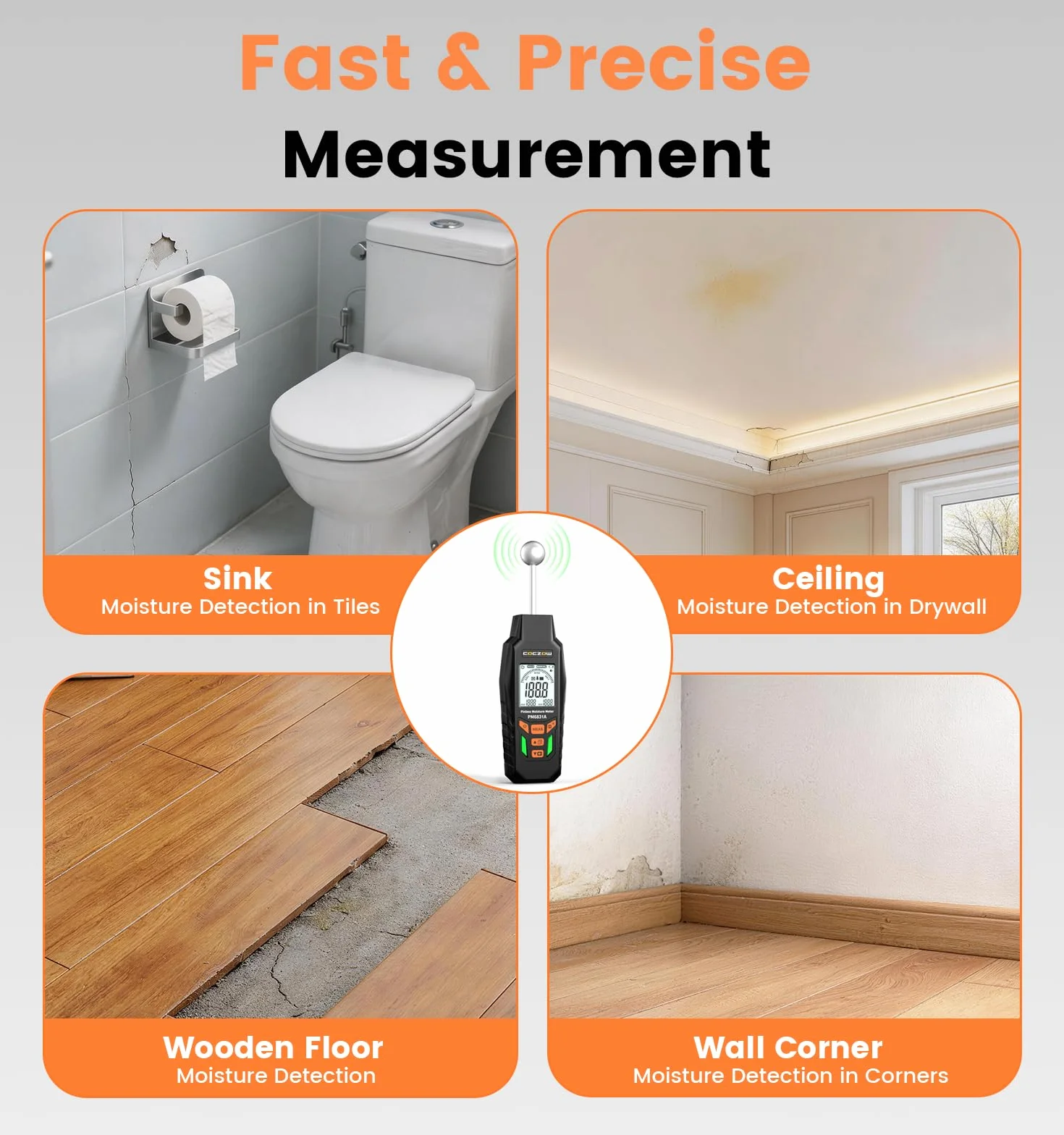 Humidimètre sphérique 5-40 mm pour matériaux de construction bois mur plâtre maçonnerie béton