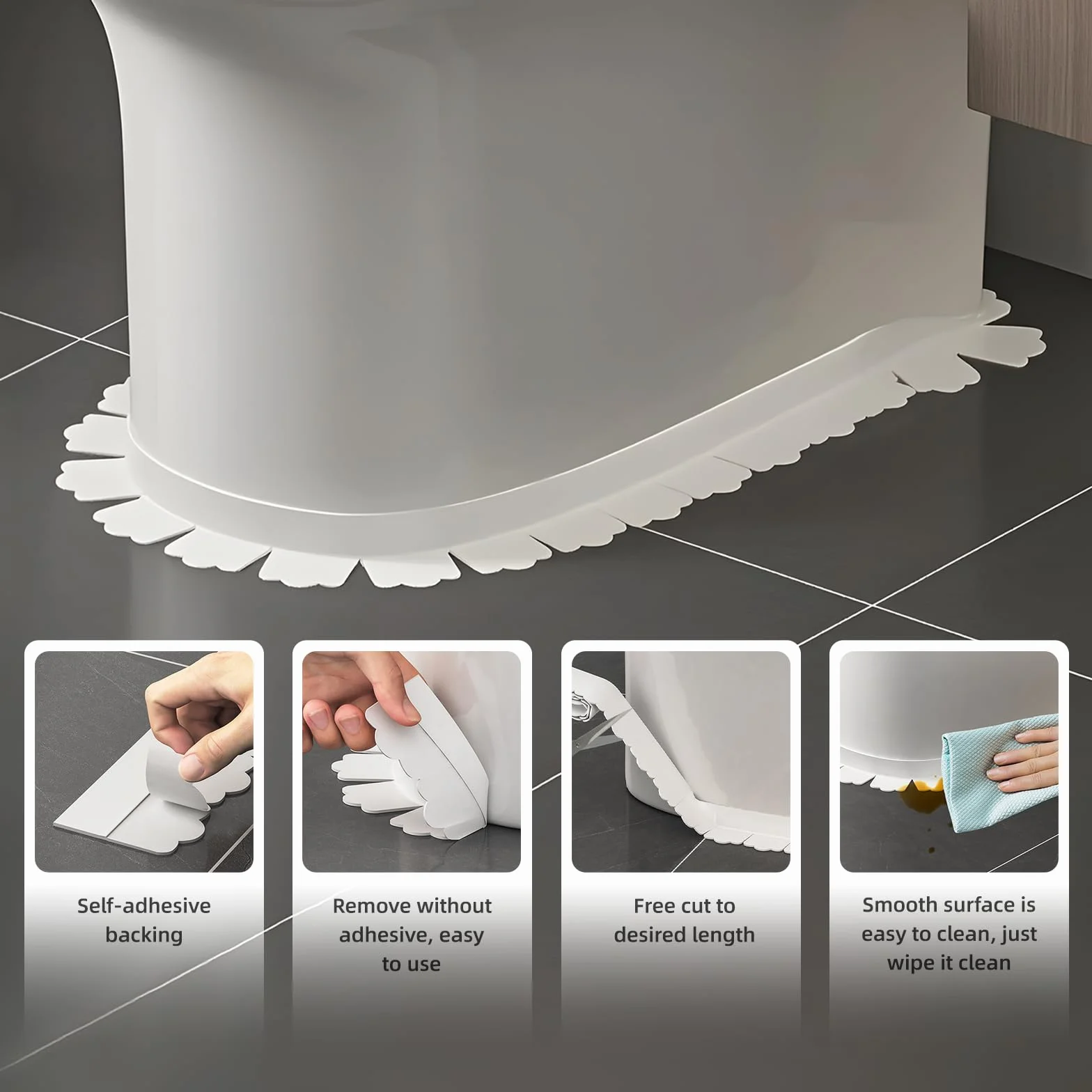Ruban Adhésif Imperméable Autocollant pour Sol de Toilettes, Cuisine, Salle de Bain - Anti-Humidité et Moisissure (1.5 m)
