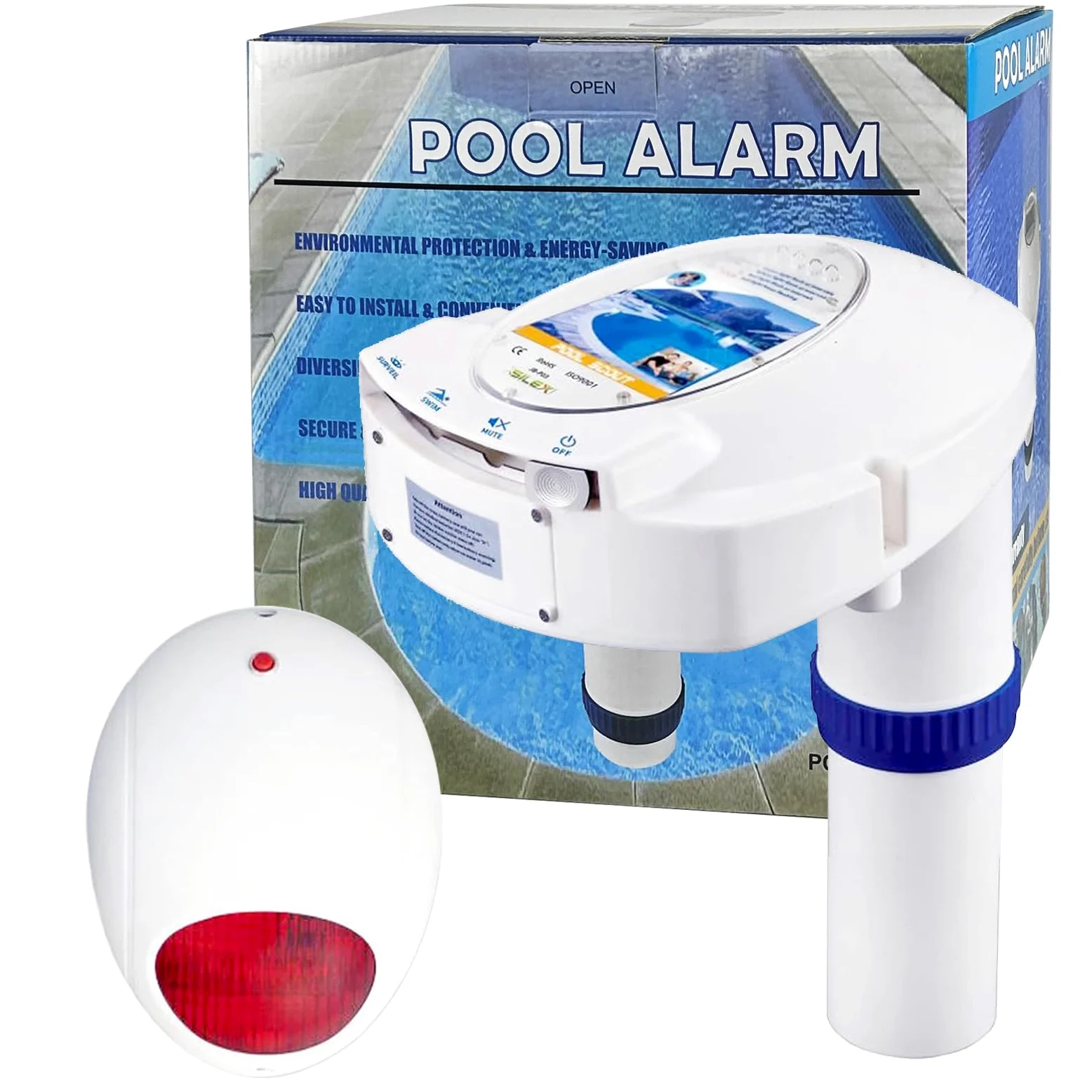 Alarme de Piscine avec récepteur à Distance, système de Surveillance des noyades sous-Marines, Alimentation par Piles, alarmes de Piscine pour piscines creusées et Hors Sol, Protection de sécurité