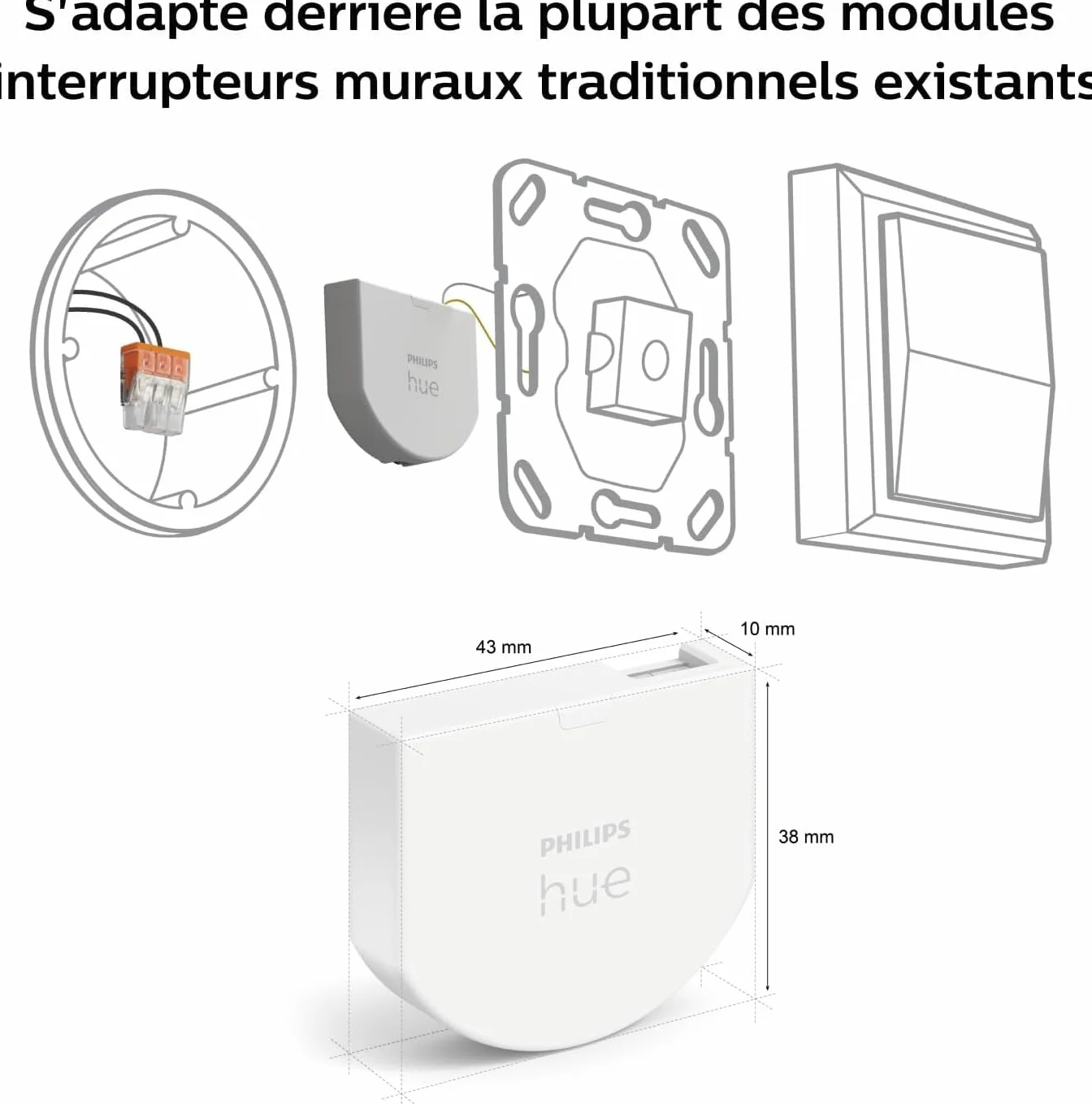 Philips Hue Module d'interrupteur mural Blanc compatible Alexa Google Assistant Apple Homekit