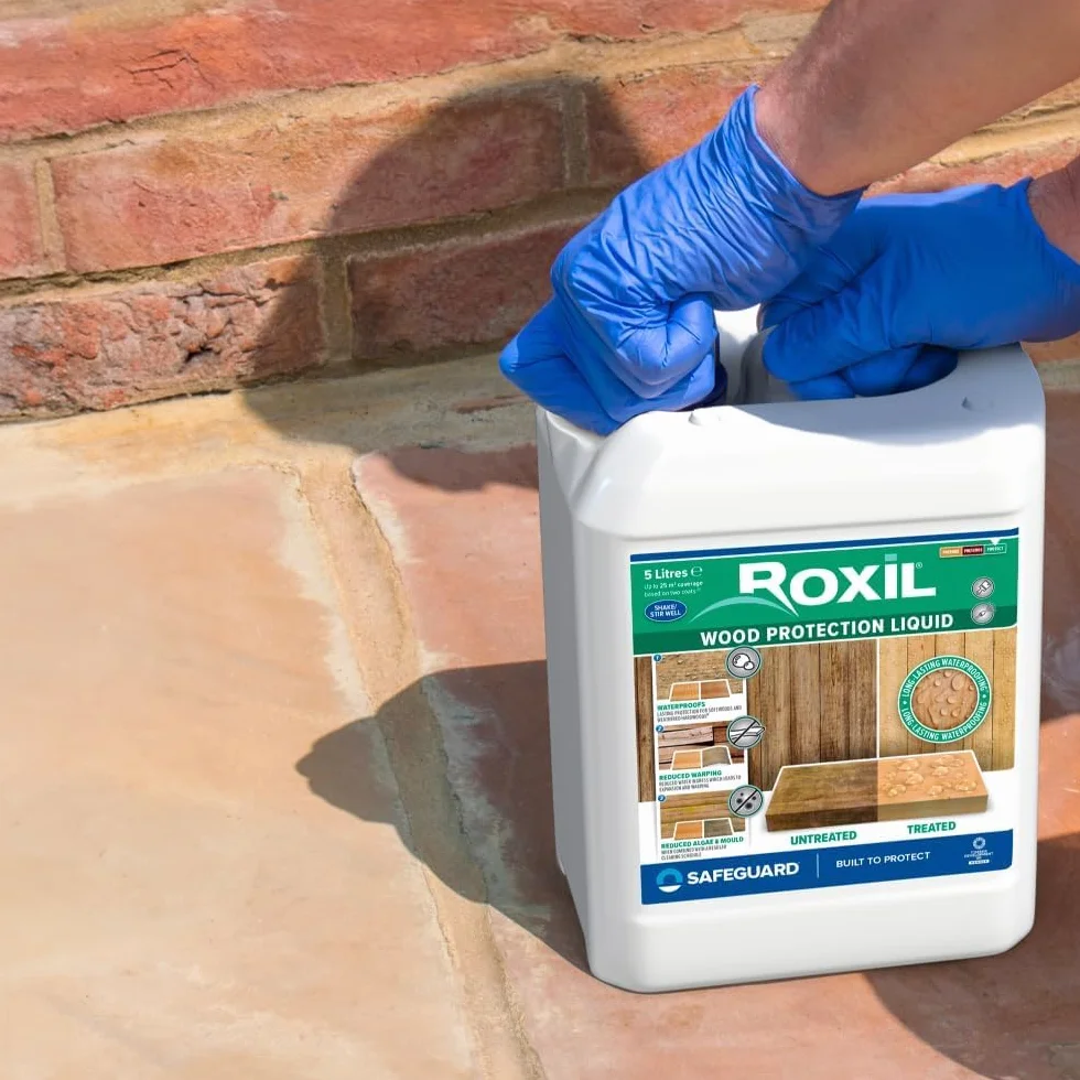 Roxil Liquide Imperméabilisant pour Bois 5 litres Protection Hydrofuge Extérieur Incolore 25m2