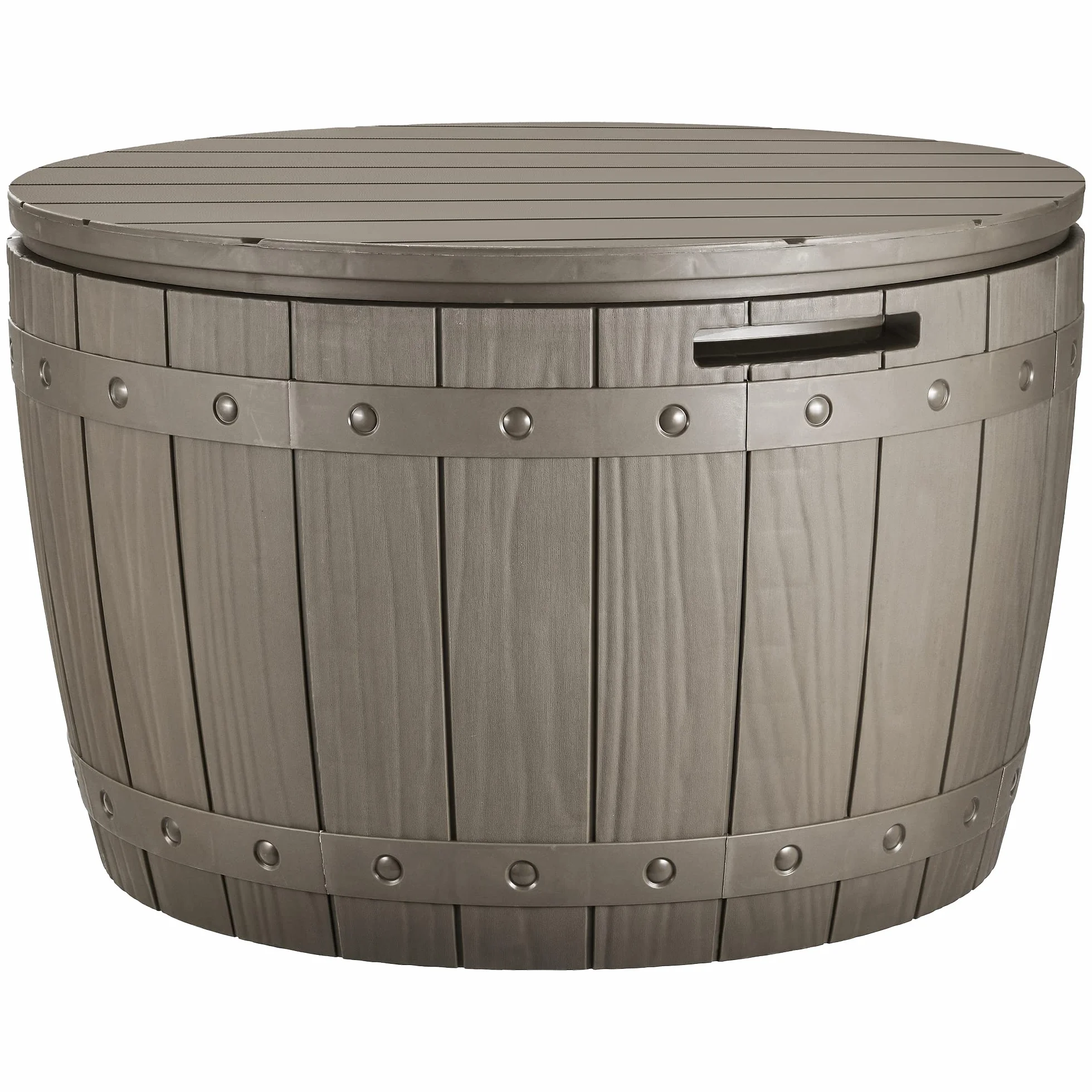 YITAHOME Coffre de Rangement Ronde 127L, Boîte Extérieure Imperméable Résine, Marron Clair