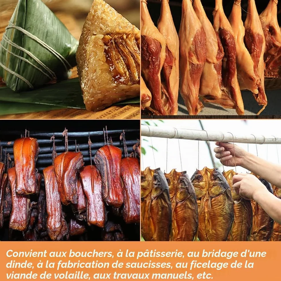 Vivifying Ficelle de Boucher 200 m, Fil de Coton 3 Plis de Qualité Alimentaire pour la Cuisine, Idéale pour Ficeler la Volaille, Les Saucisses, Les Travaux Domestiques, Le Bricolage et la Décoration