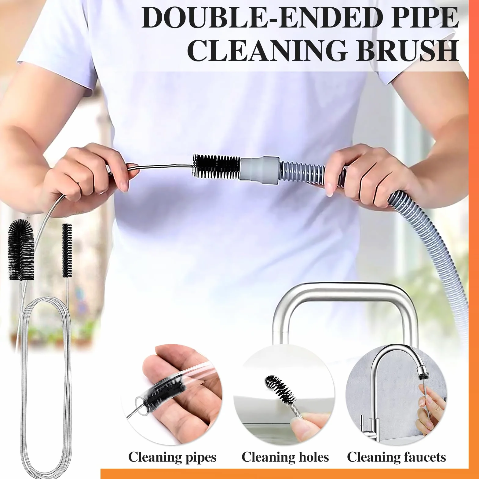 Redamancy Brosse Deboucheur Canalisation 4 Pièces Outil Débouchage Évier Tuyauterie
