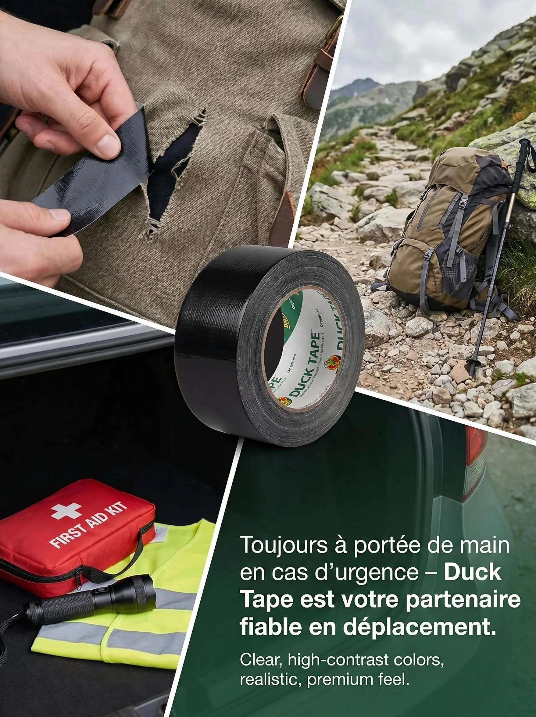 Ducktape 106-09 Bande de tissu 50 mm x 5 m Noir