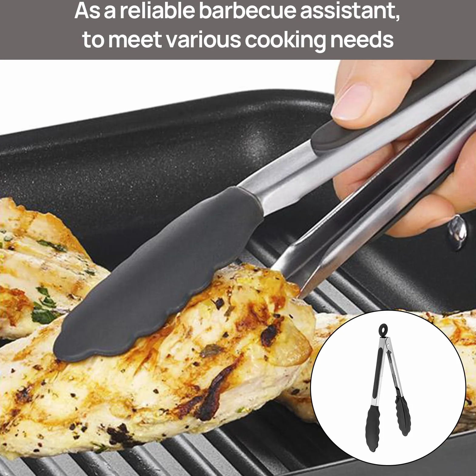 Menibeuty 26cm Pince Cuisine, 1pcs Pince Barbecue Résistante Silicone Résistant À La Chaleur Pince Barbecue Pince Cuisine Silicone,Pince De Cuisine Idéal Pour Cuisiner, Salade, Grillades Et Barbecue