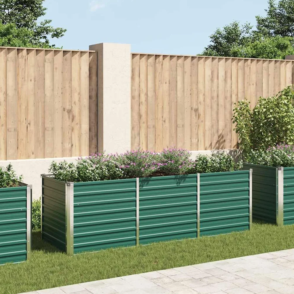 vidaXL Bac à Fleurs surélevé en Acier Galvanisé 240x80x77 cm Vert