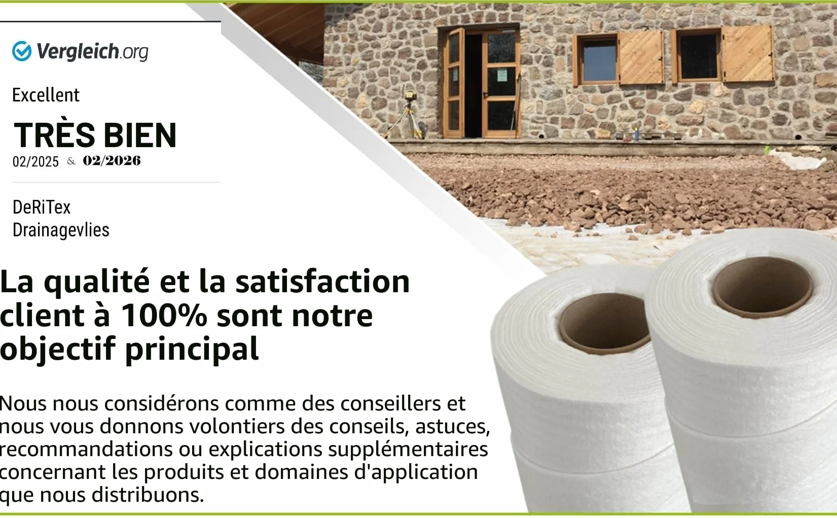 Non-tissé de drainage filtrant 300 g/m² 50 m² 2m x 25m