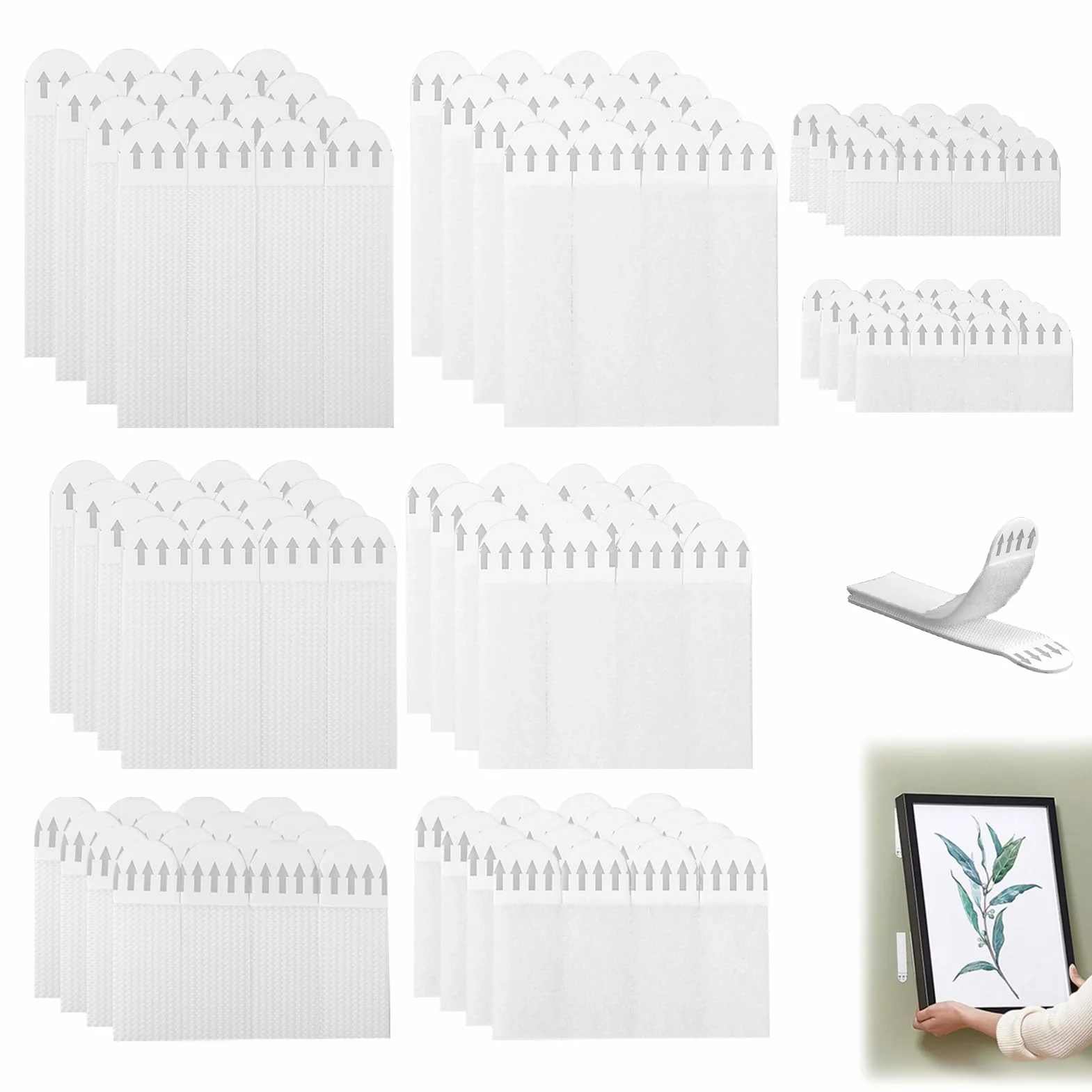 Languettes Accroche Tableau 96PCS 48 Paires Bandes de Suspension Résistantes à l'Eau sans Percer