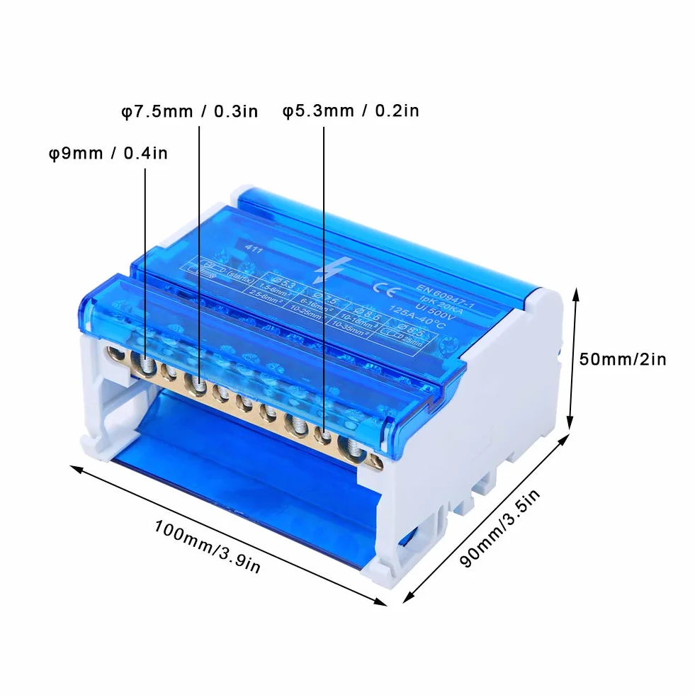 Répartiteur Tétrapolaire Din Rail 4 Niveaux Monophasé Boîte de Distribution 411 Terminal Block