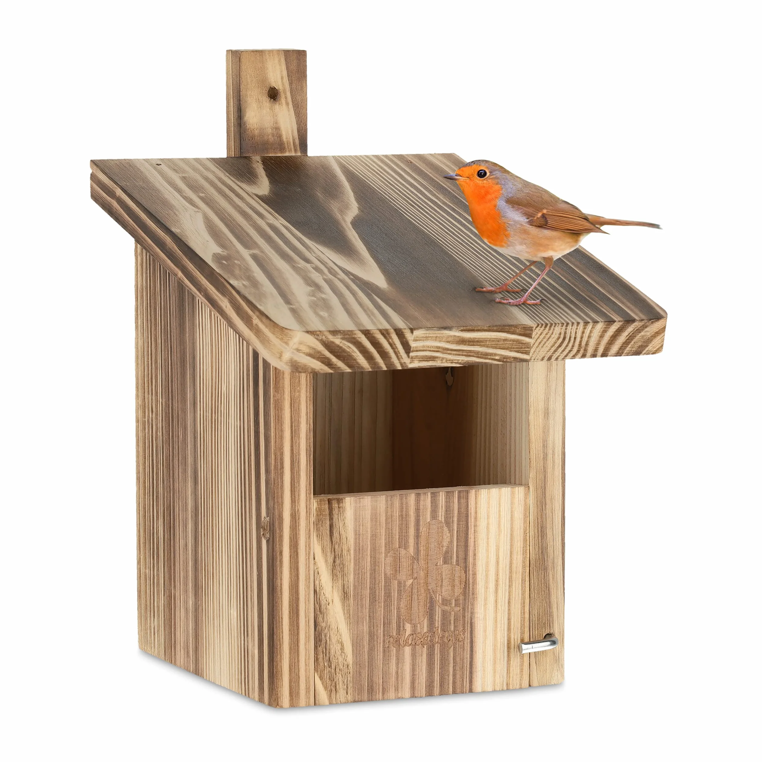 Relaxdays Nichoir d'extérieur pour Oiseaux Semi-cavernicoles, Fente d'envol HL 65x96 cm, Sapin, Jardin, terrasse, Nature