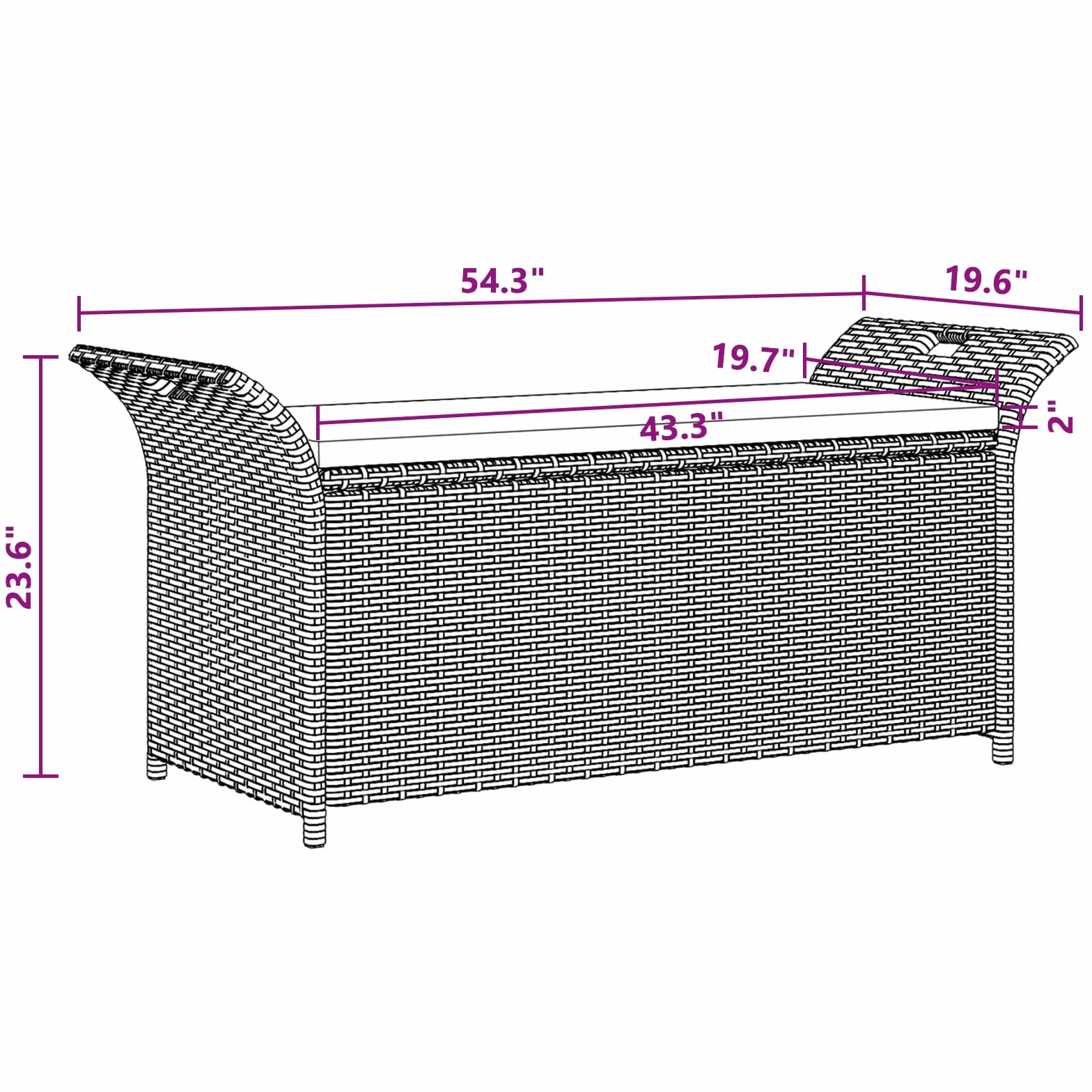 vidaXL Banc de Rangement Résine Tressée Noir/Blanc Crème Banquette