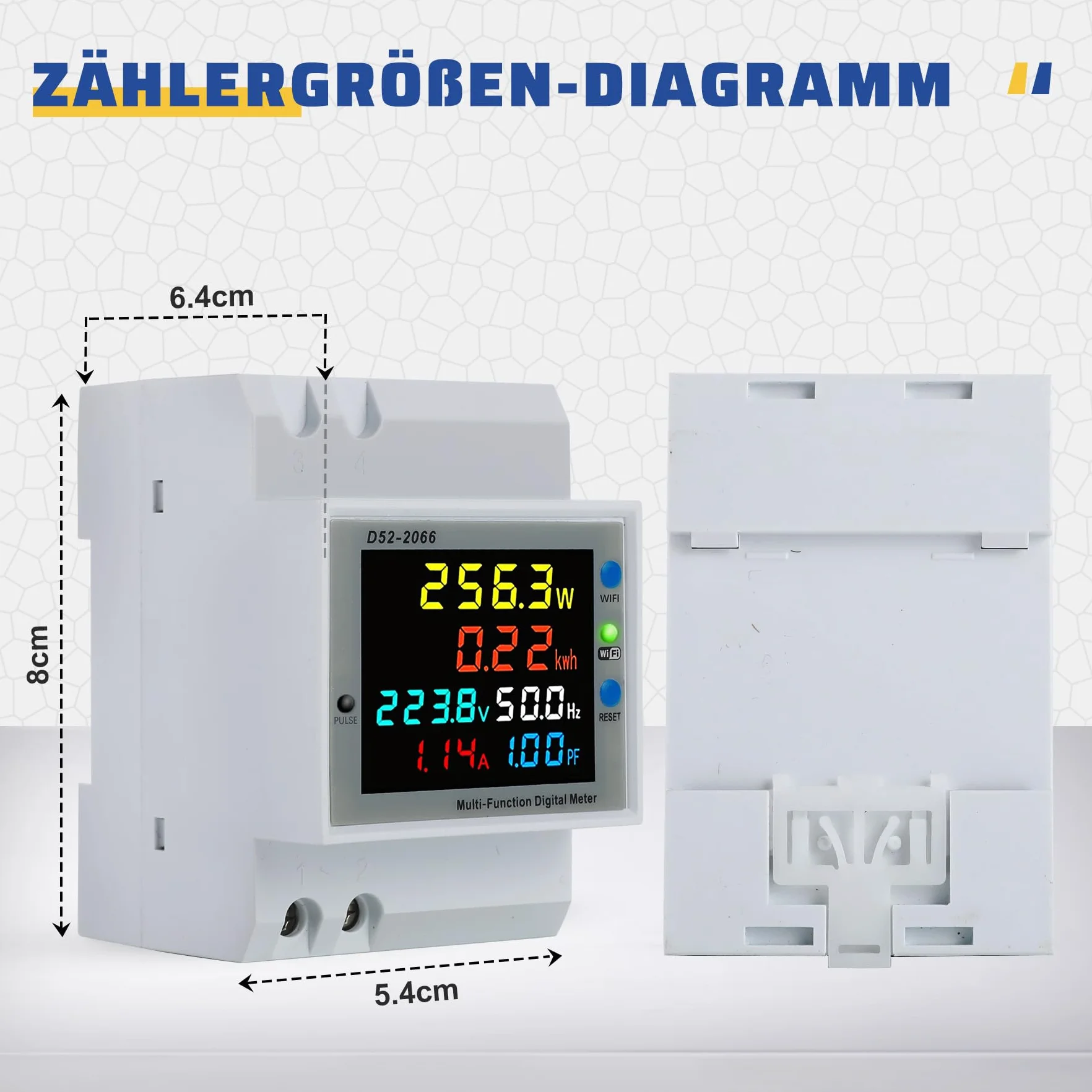WiFi Compteur d'Énergie Monophasé AC 40-300V 100A Rail DIN Wattmètre KWh Avec Écran LCD
