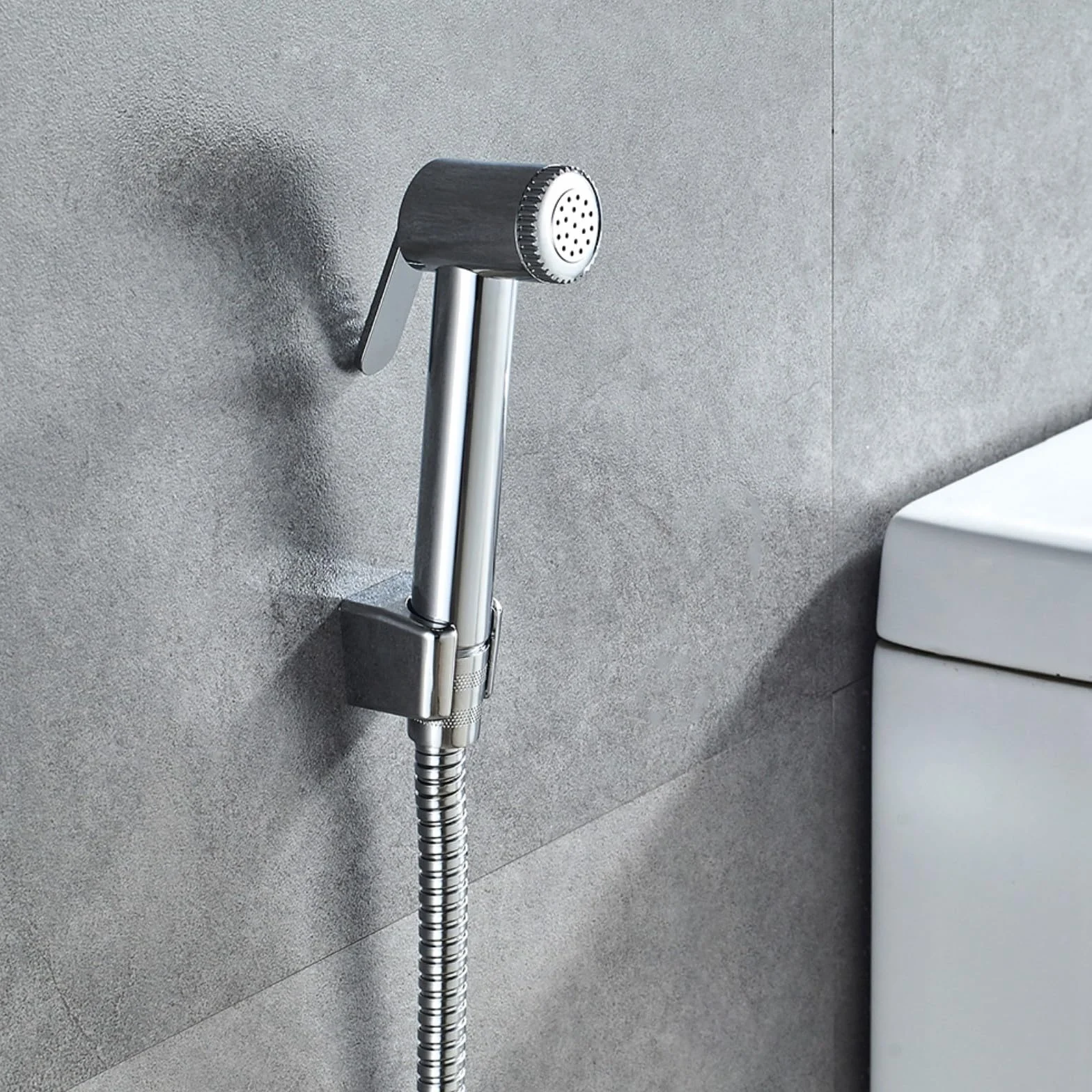 Ibergrif Kit Douchette WC avec Support Mural et Tuyau 1,2 m, Finition Chromée Argentée – Douche Hygiénique pour Toilettes