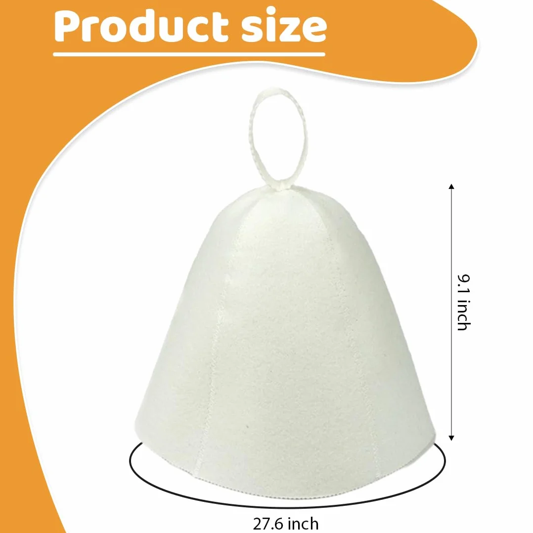 Chapeau Sauna en Feutre 3 Pièces, Bonnet Sauna 2 Pièces, Anti-Chaleur Casquette de Bain Vapeur pour Homme Femme (Gris, Noir, Blanc)