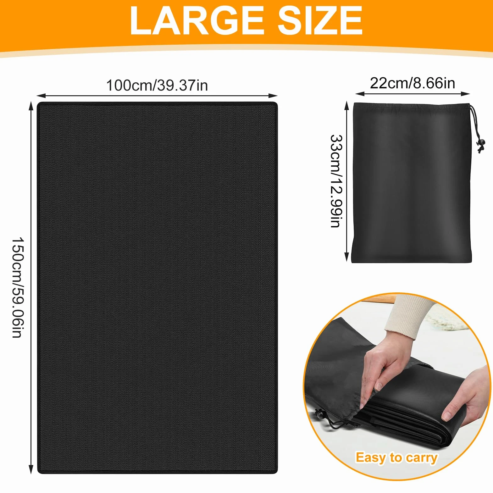 Tapis de barbecue ignifuge 100 x 150 cm en fibre de verre