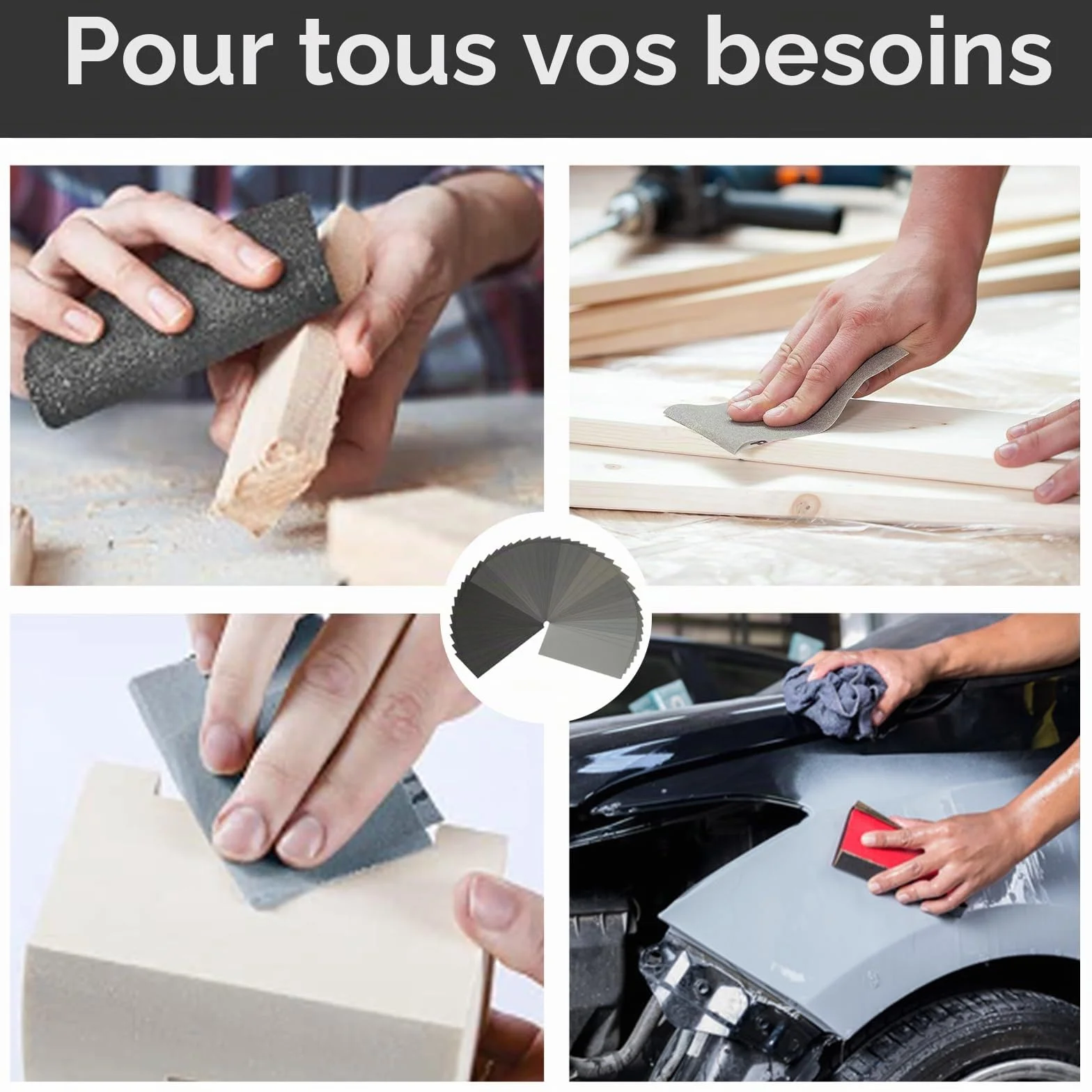 Papier de Verre Abrasif 120-3000 Grains 42 Pièces 9x3,6 Pouces pour Polir Métal Bois Voiture