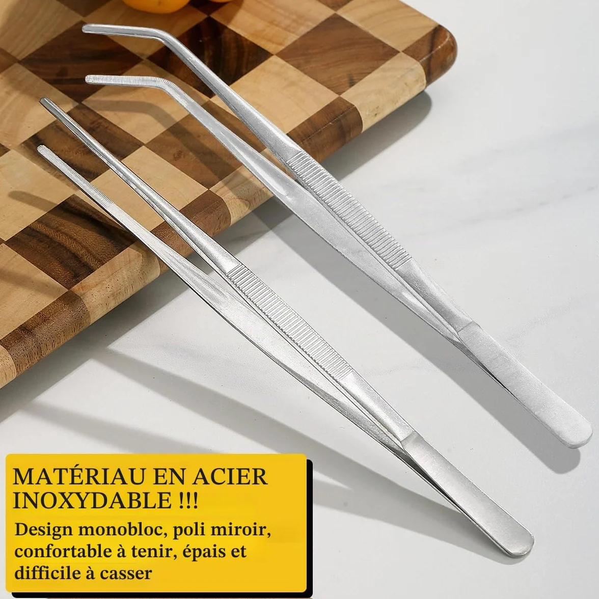 Berglander Pinces de Cuisine Tongs 2 pièces, 30,5 cm Extra-Longues en Acier Inoxydable Métal Robustes Pinces de Cuisson pour Chef, Service des Aliments, Grill, Culinaire, Pâtes, Salade, BBQ