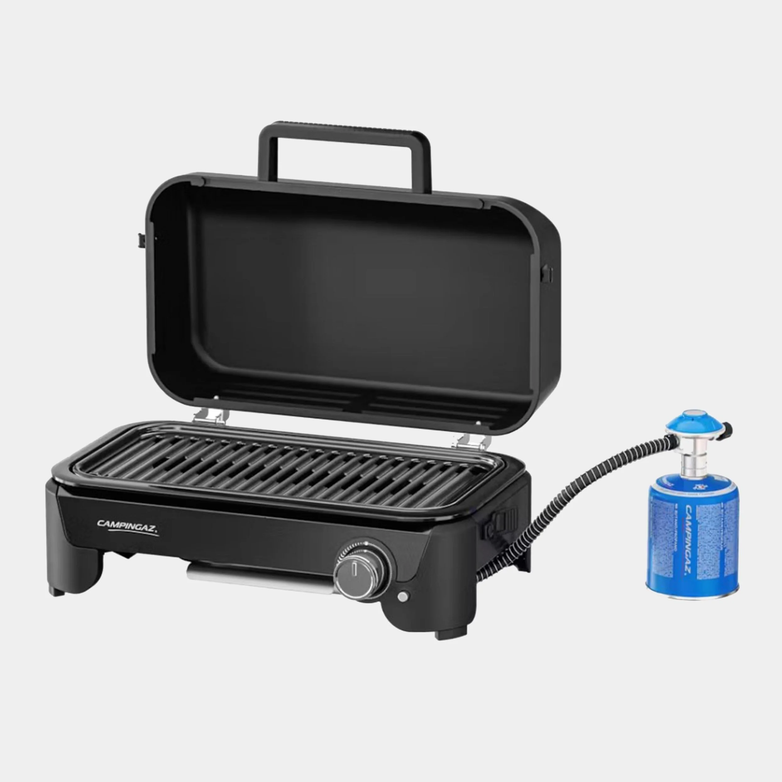 Campingaz Tour & Grill S Barbecue à gaz | Utilisable comme barbecue de table ou sur pied | Barbecue portable avec couvercle & pieds amovibles | Pour camping, balcon et terrasse | 2400 W