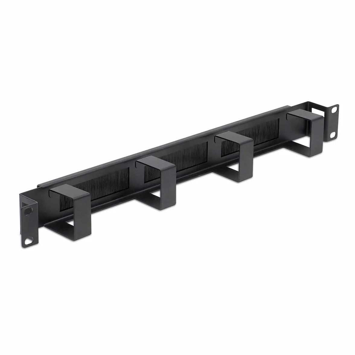 WAYTEX Balai Passe Câble 19 Pouces 1U 4 Anneaux Métal Noir pour Baie Armoire