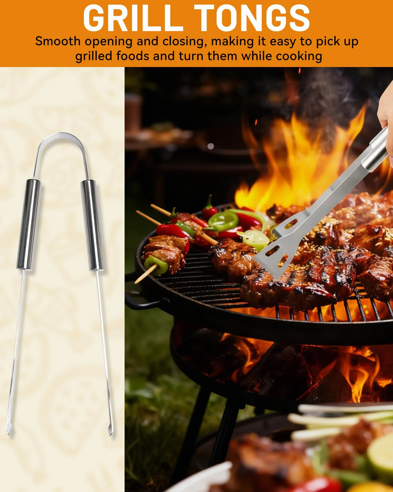 Set Barbecue Professionnel Acier Inoxydable 5 pièces 37x12x7 cm Mallette Aluminium